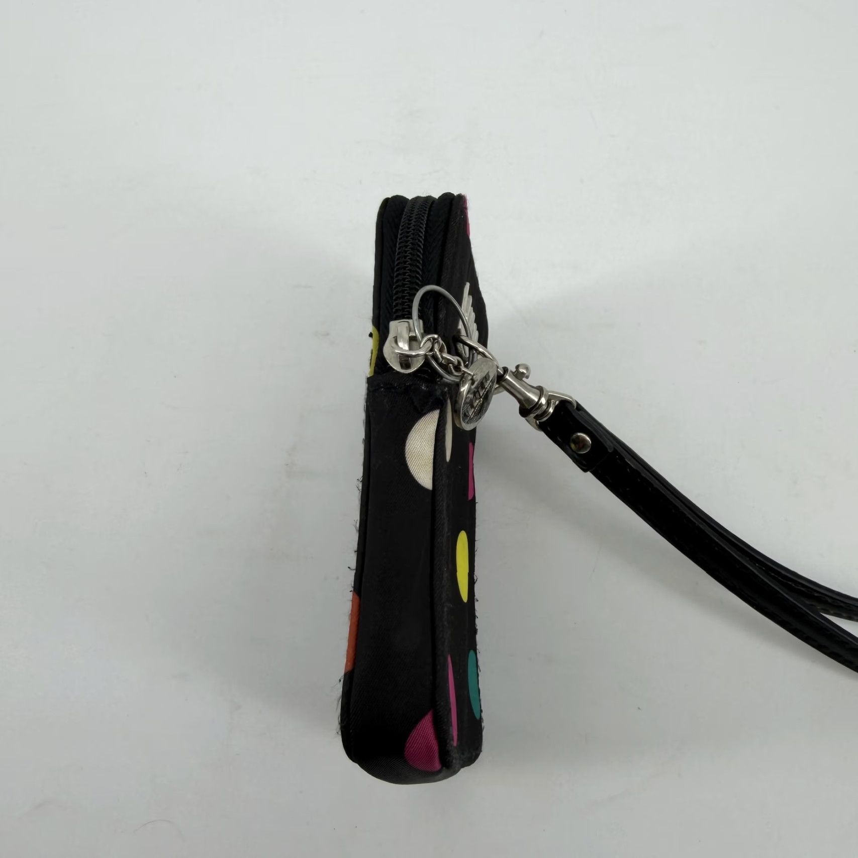 Vintage Lulu by Lulu Guinness Wristlet Pouch Wallet Womens One Size Black Polka Dot Wristlet Polka Dot Wallet Black Exterior Logo Zip-Around Strap Size ONE SIZE - 4 Thumbnail