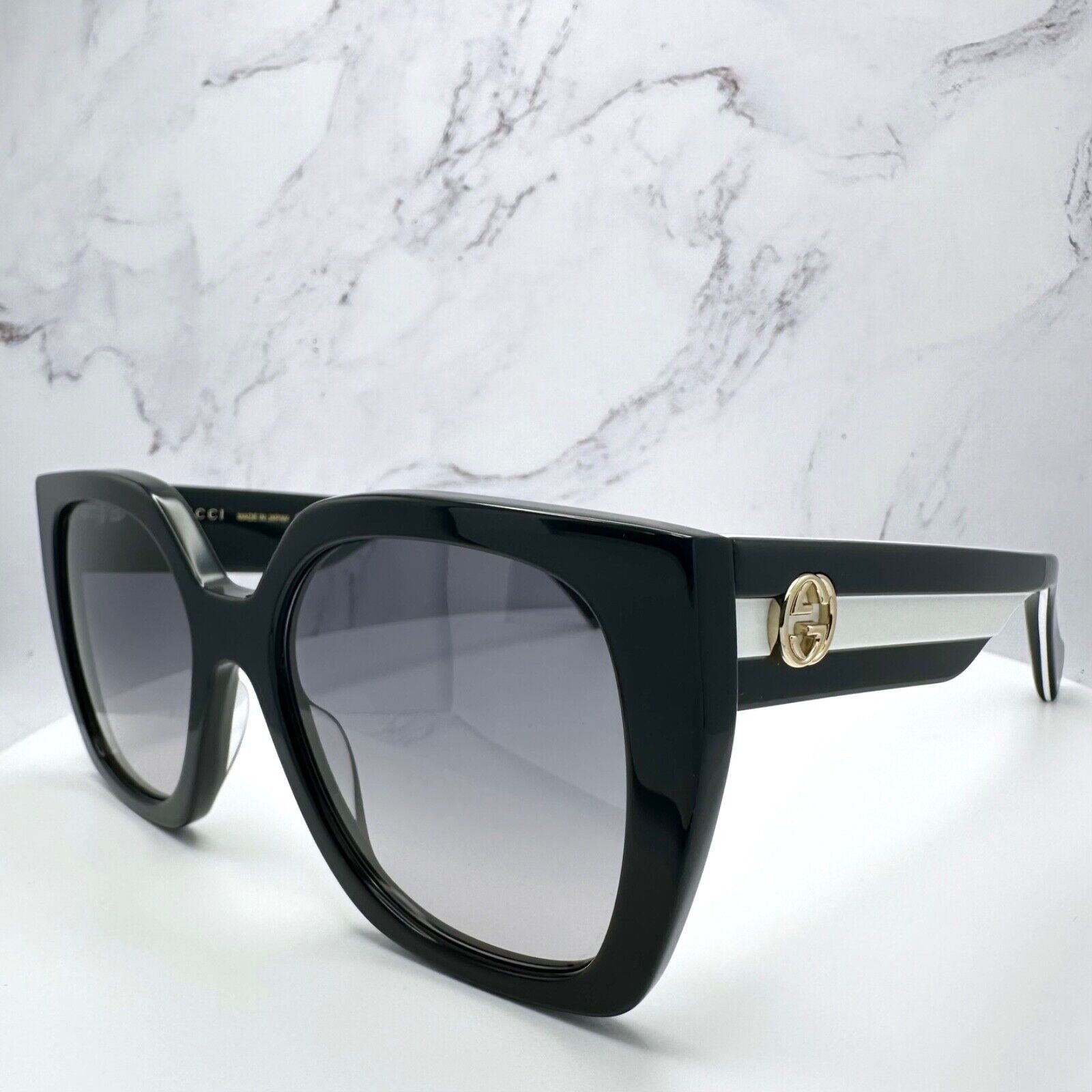 Gucci New Gucci Sunglasses Black White Gold Interlocking GG Size ONE SIZE - 18 Thumbnail