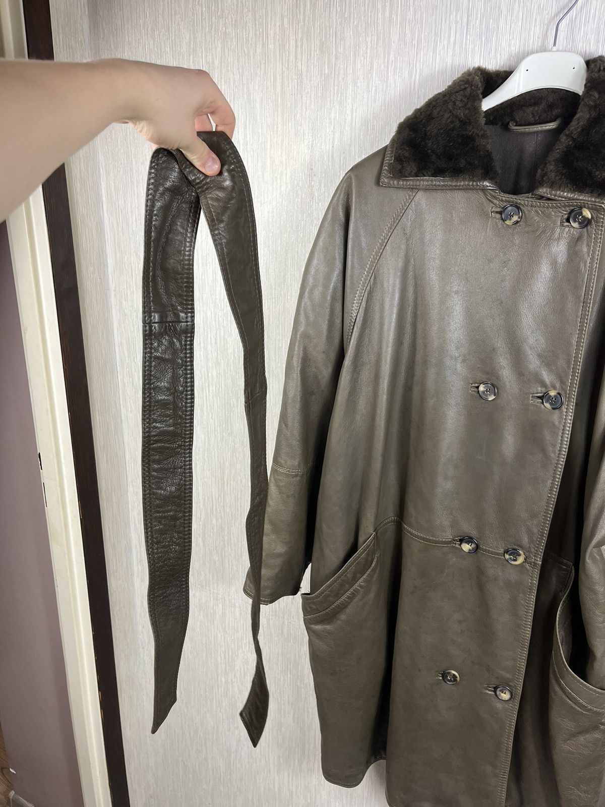Versace × Vintage Vintage Gianni Versace leather double-breasted coat jacket Size US XL / EU 56 / 4 - 14 Thumbnail