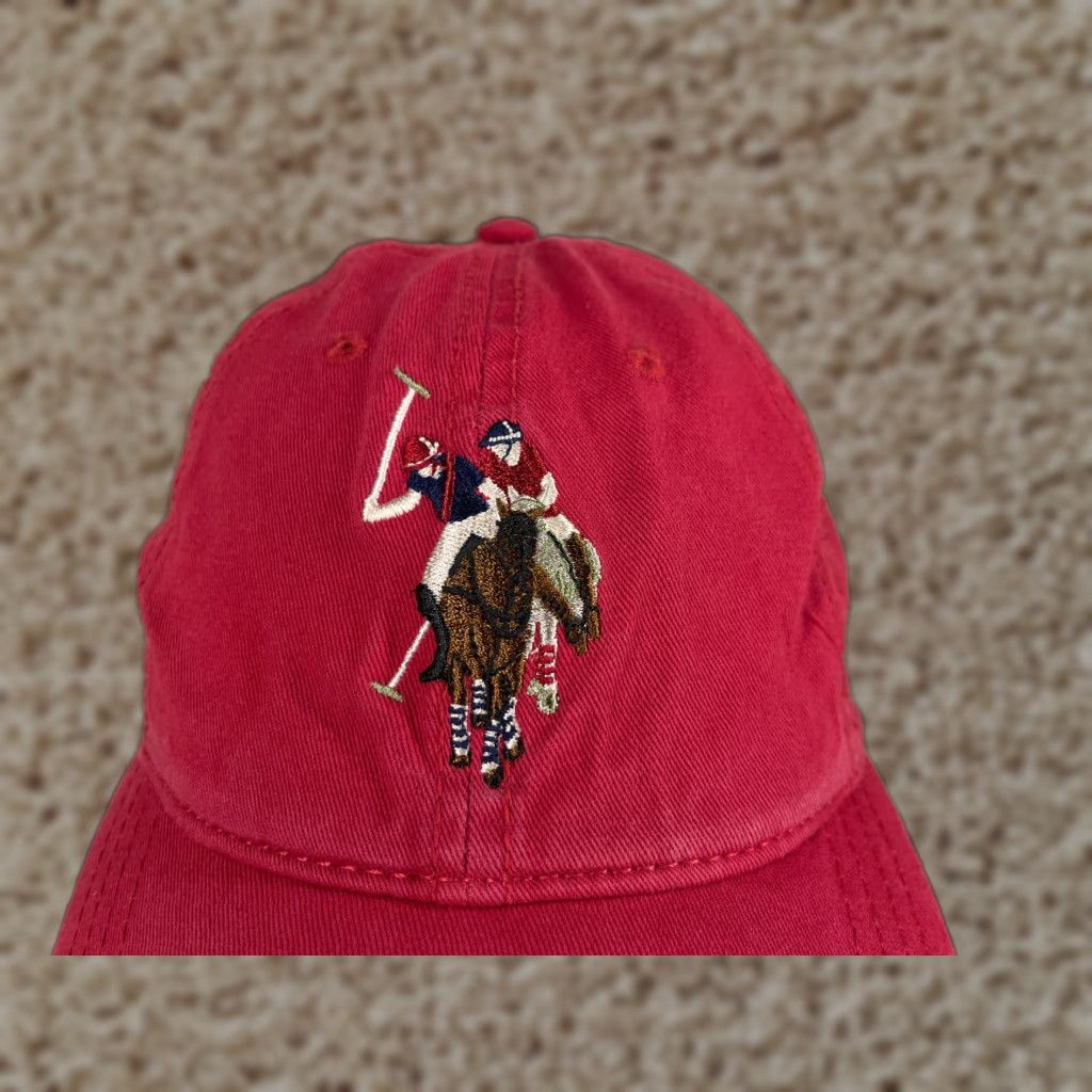 US Polo Assn Hat Cap Strap Back Adult Red 100% Cotton Since 1890 Twill Golf