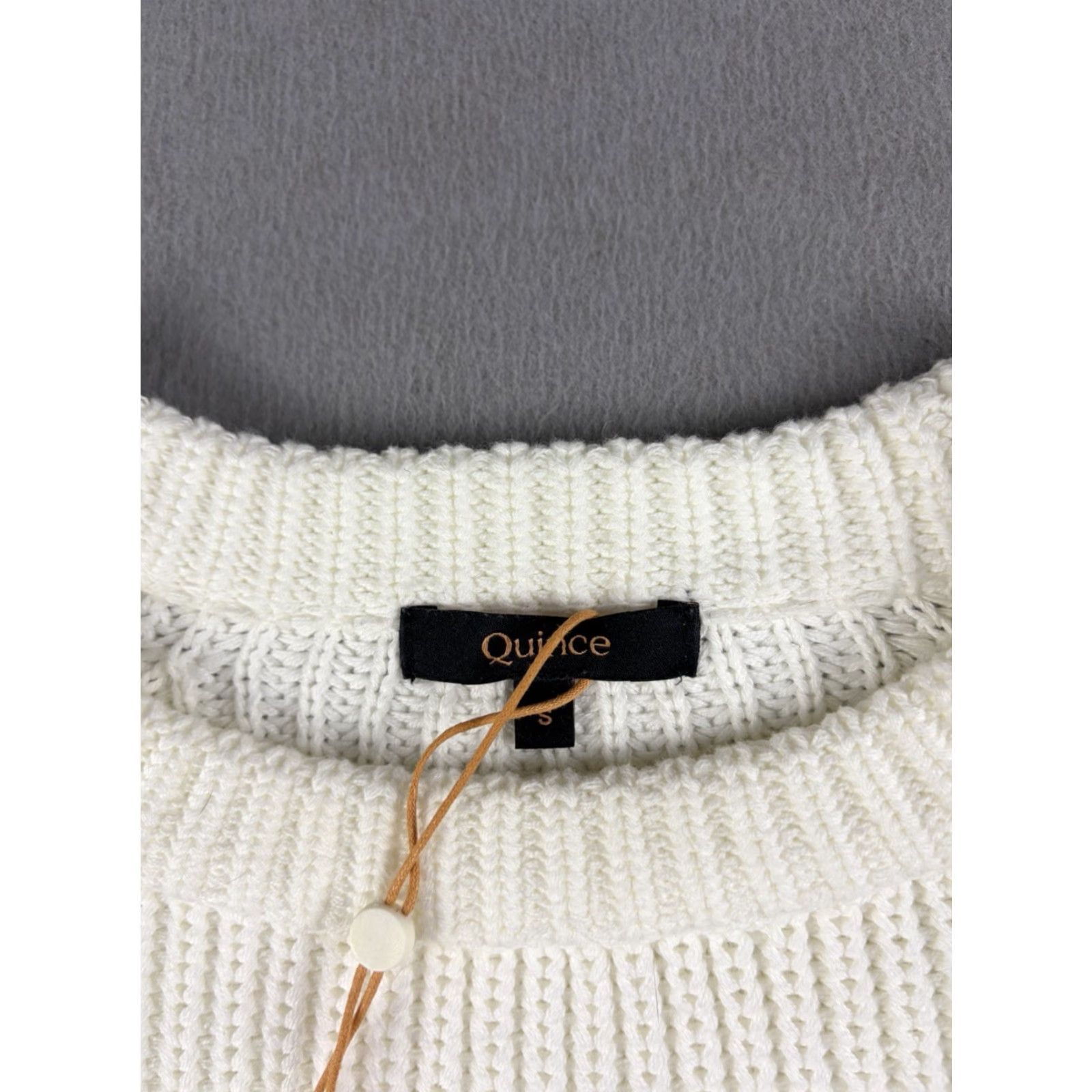 Quince Quince Sweater Womens Small Ivory knit Pullover Crew Neck Fisherman Raglan Long Sleeve Solid Cotton Regular Knit Size S / US 4 / IT 40 - 4 Thumbnail