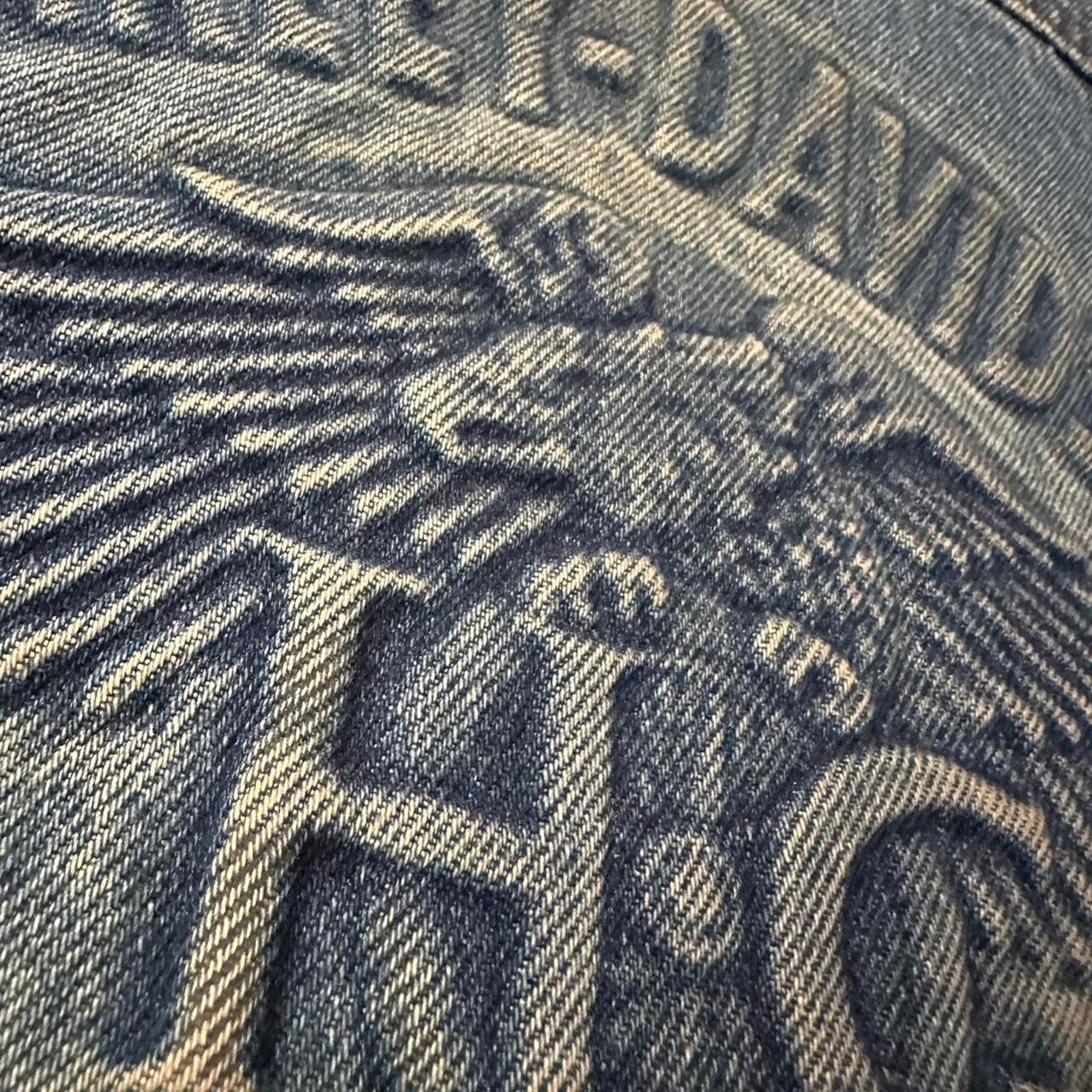 Harley Davidson Rare Harley Davidson Embossed Denim Trucker Zip Jacket XL Size US XL / EU 56 / 4 - 8 Thumbnail