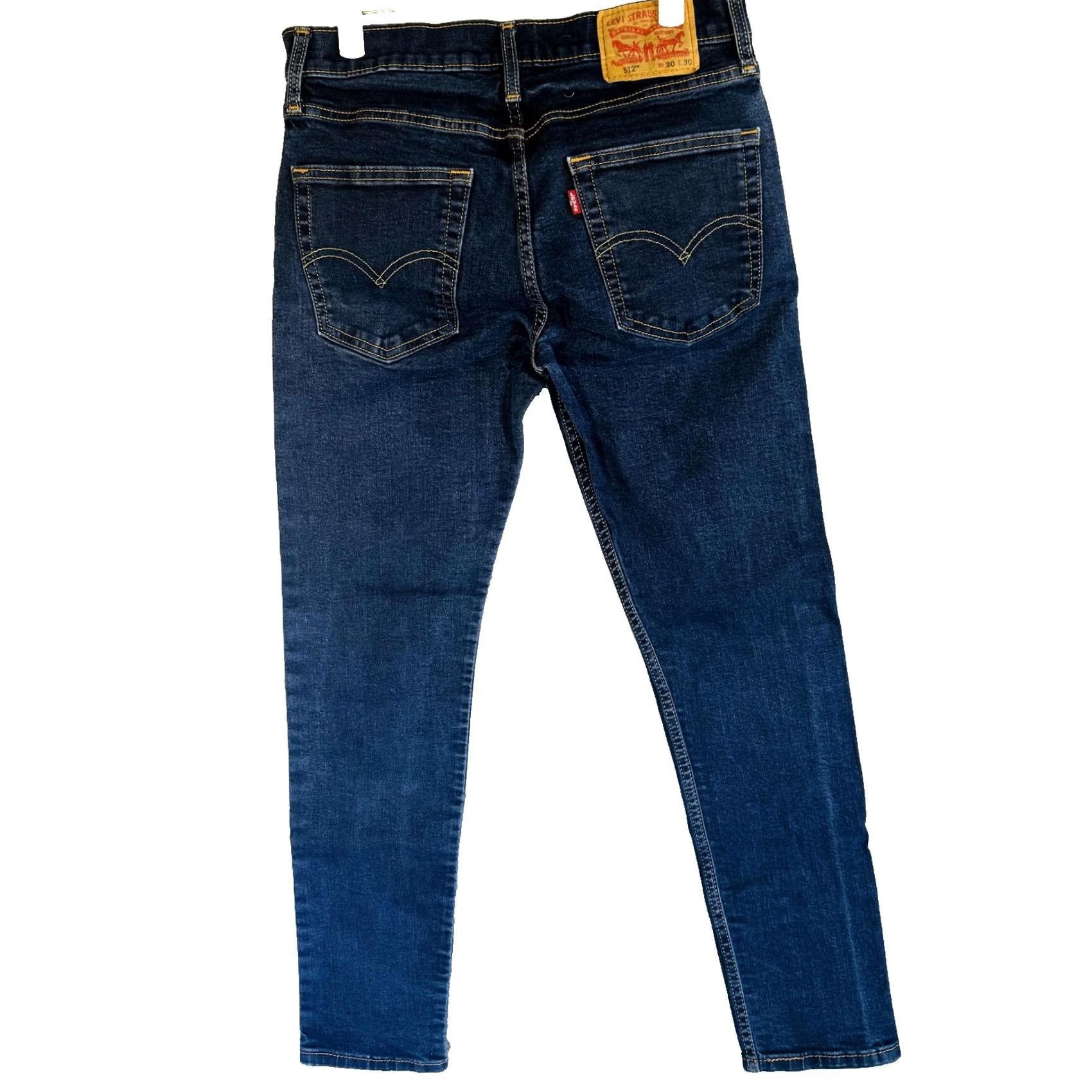Levi's Levi's 512 Jeans Slim Tapered Zip Fly 30x30 Blue Dark Wash Denim Logo Pockets Men Size US 30 / EU 46 - 6 Thumbnail
