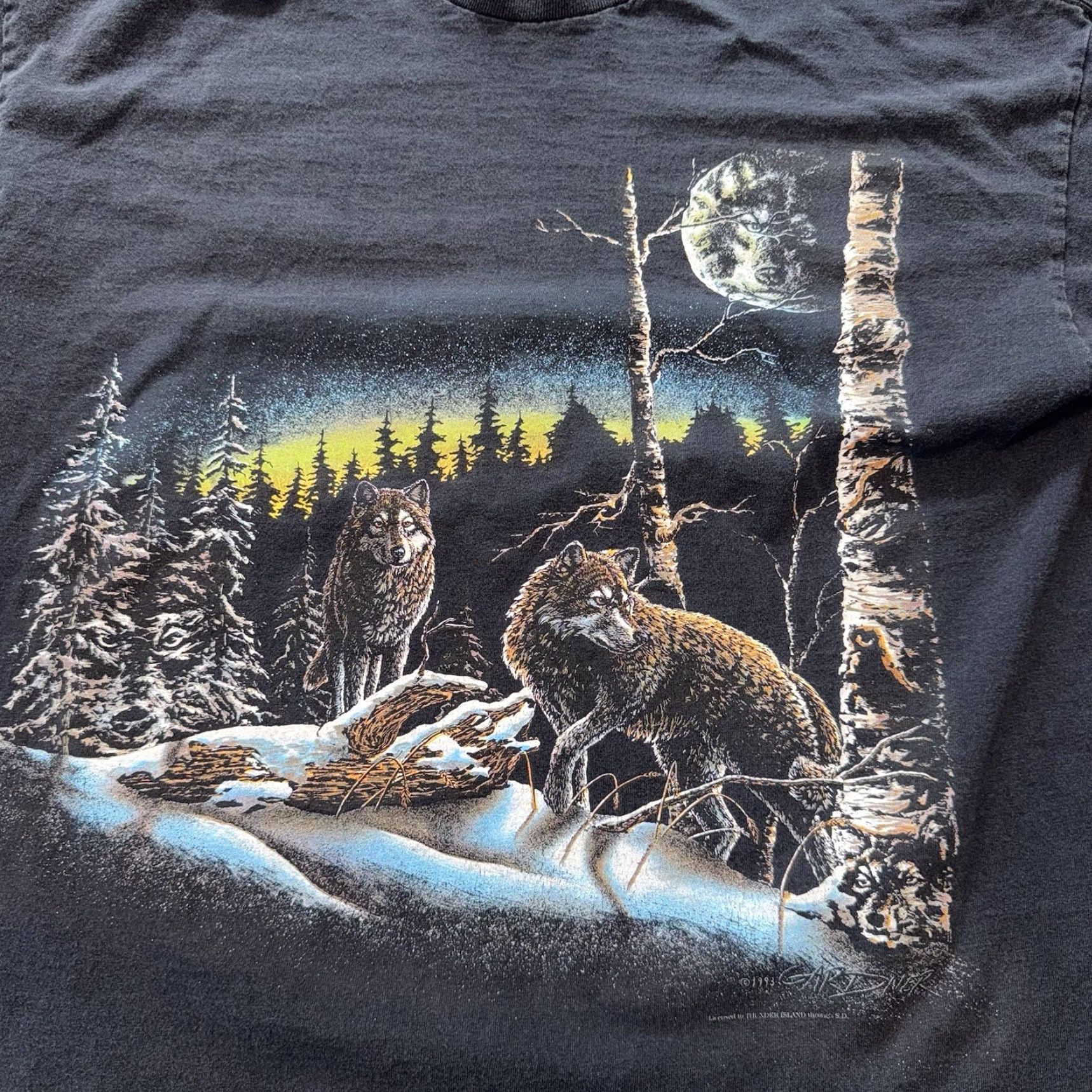 Vintage VINTAGE Wolf Nature Graphic T-Shirt Gardner Mens Large Thunder Island Black Short Sleeve Crew Neck Cotton Size US L / EU 52-54 / 3 - 2 Thumbnail