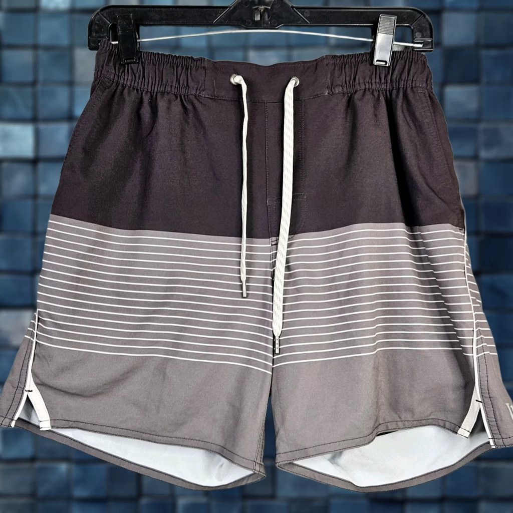 Vuori Vuori Men's Trail Running Shorts Drawstring Brown White Stripes Size S Flaws Size US 29 - 1 Thumbnail