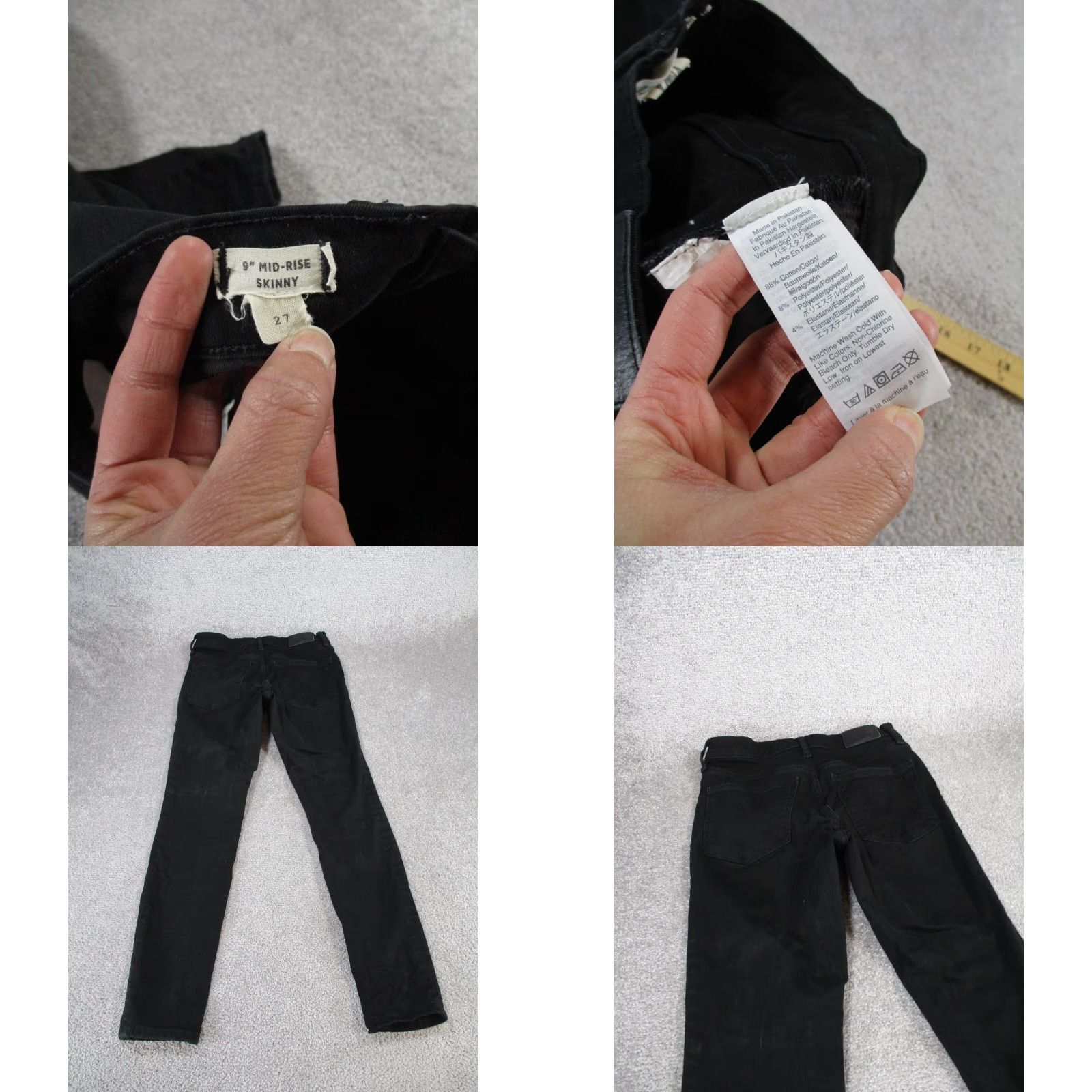 Madewell Madewell Jeans Women 27 Skinny Mid Rise Black Denim Regular Size 27 Womens Slim Fit 9" Rise Size 27" / US 4 / IT 40 - 8 Thumbnail