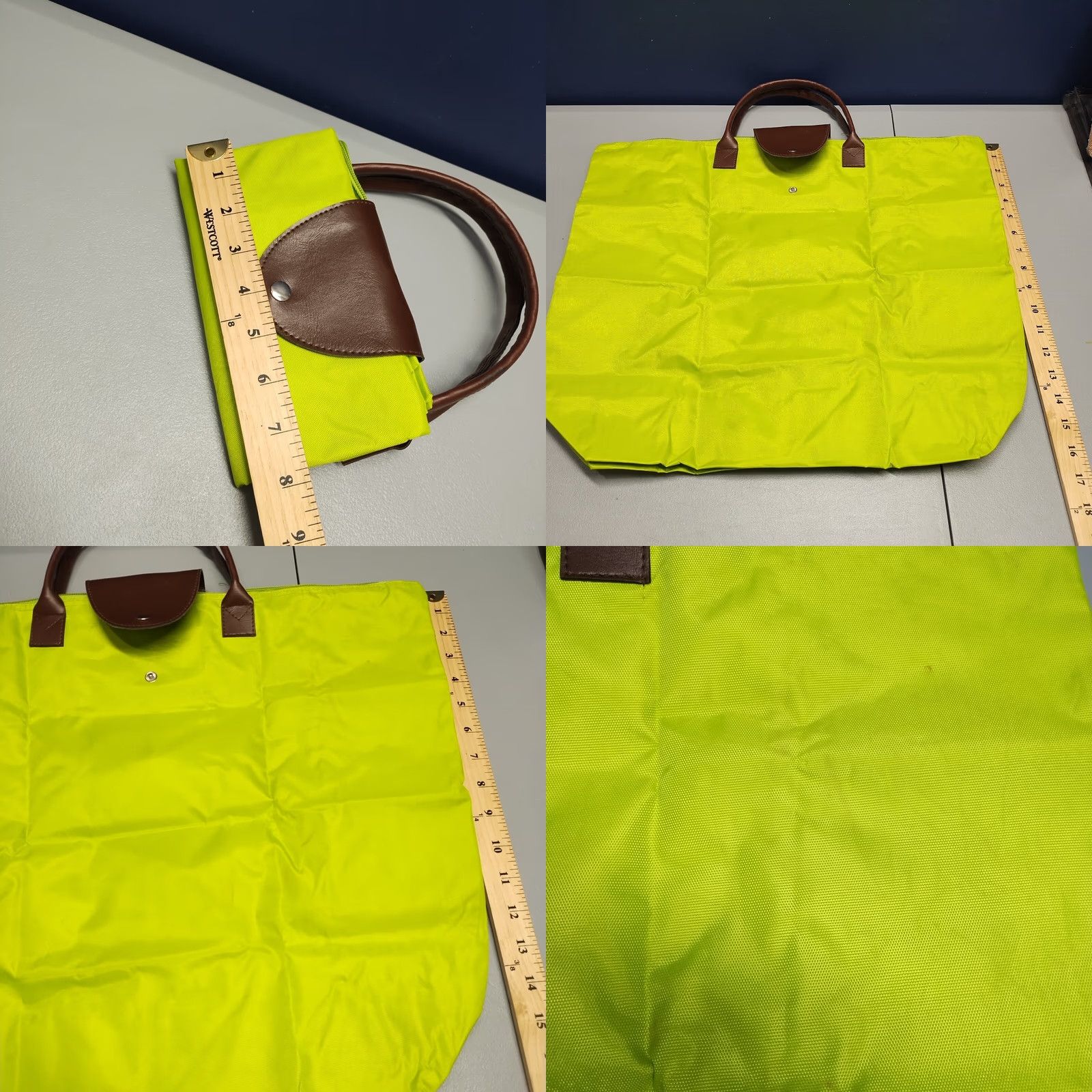 Vintage Bed Bath & Beyond Folding Tote Bag Neon Green Nylon Top Handles Size M / US 6-8 / IT 42-44 - 8 Thumbnail