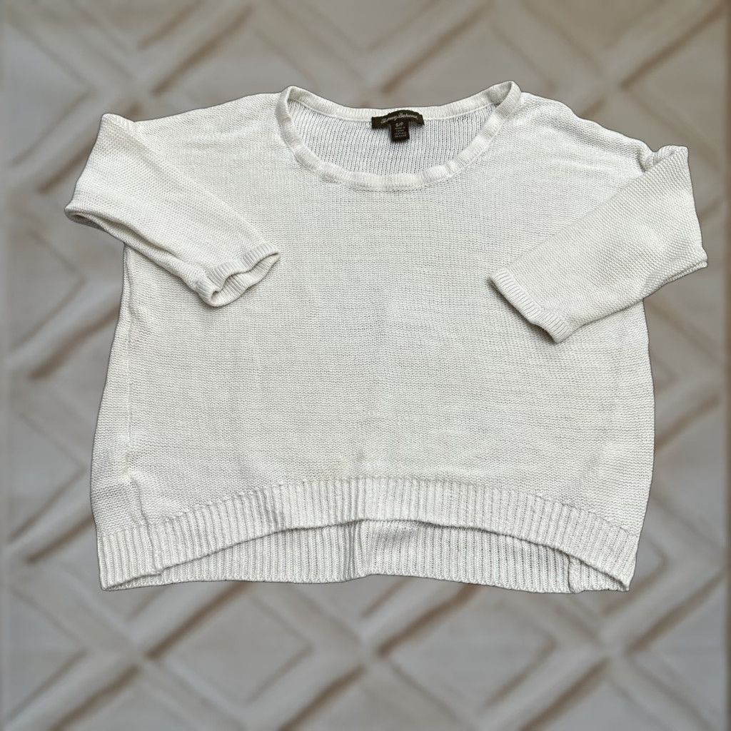 Tommy Bahama Tommy Bahama Linen Sweater Womens Small White Round Neck Lightweight Casual Knit Size S / US 4 / IT 40 - 1 Thumbnail
