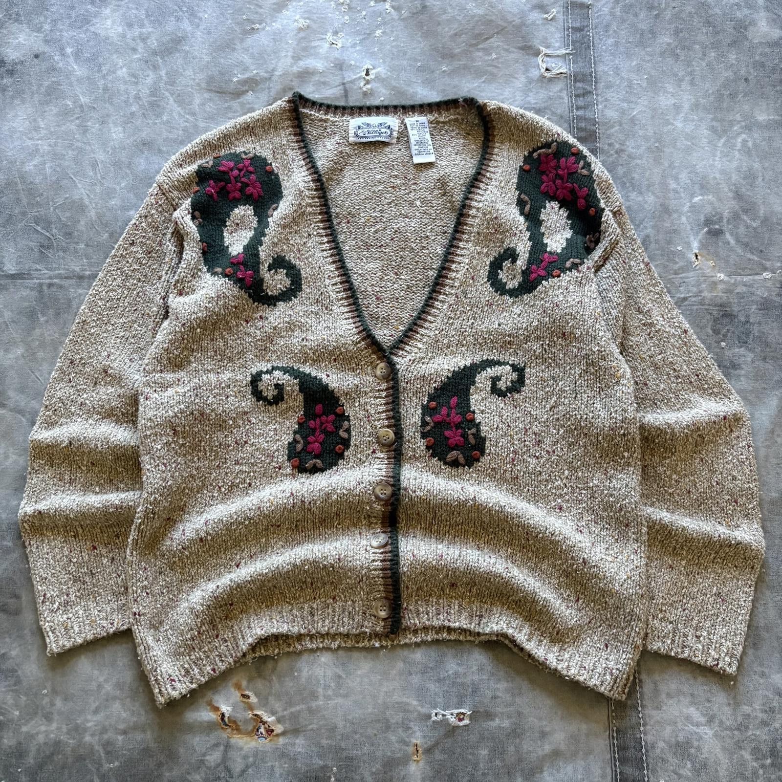 Vintage Vintage 90s Paisley Floral Cottage Unique Sweater Cardigan Size M / US 6-8 / IT 42-44 - 1 Thumbnail
