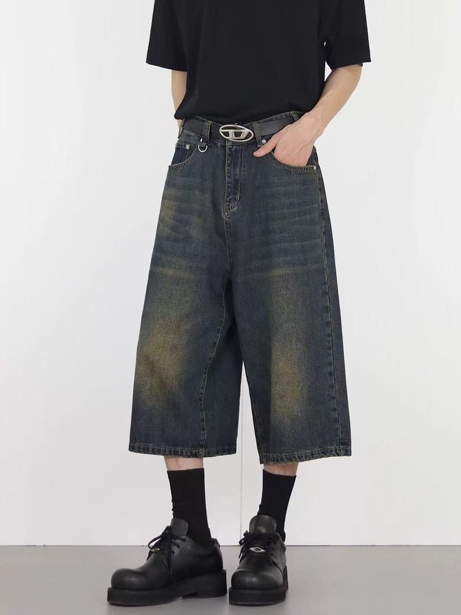Japanese Brand × Jean Vintage washed distressed loose straight denim shorts Size US 32 / EU 48 - 4 Thumbnail