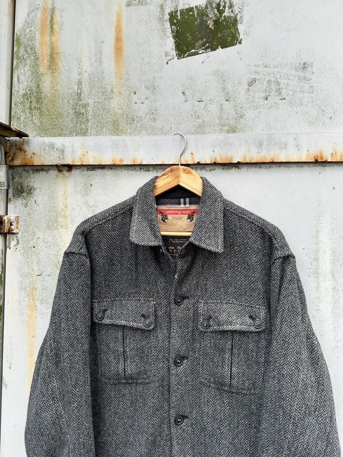 Japanese Brand 👹Coming Man Button Down Wool Jacket Size US L / EU 52-54 / 3 - 4 Thumbnail