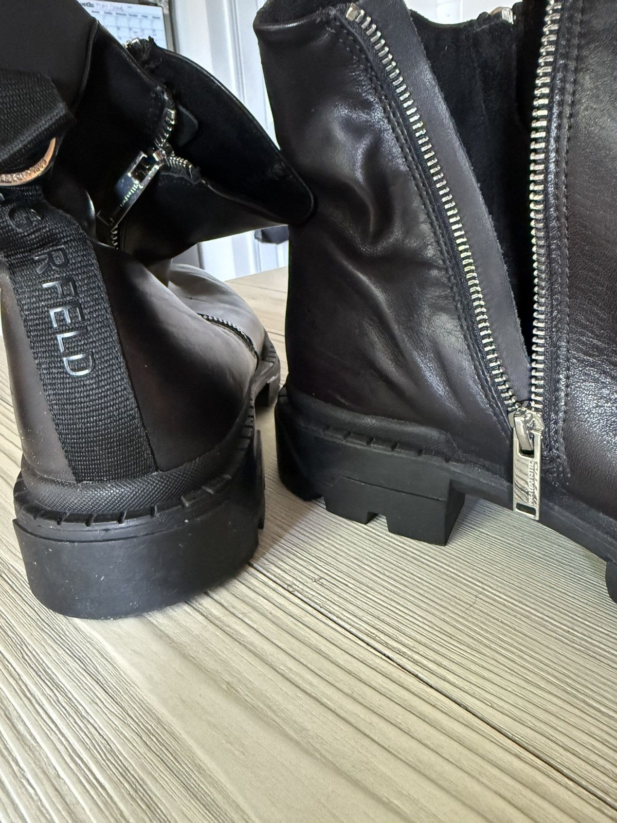 Karl Lagerfeld Karl Lagerfeld Black Leather Side-Zip Boots Size US 10.5 / EU 43-44 - 3 Thumbnail