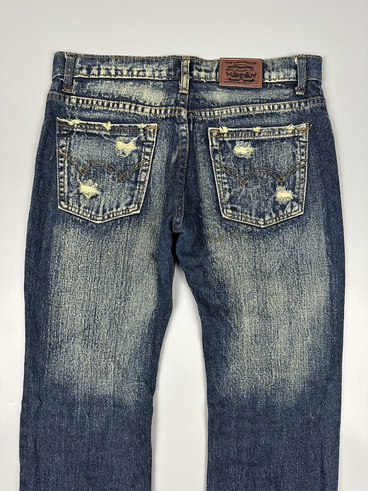 If Six Was Nine × Le Grande Bleu (L.G.B.) 🔥Sick Nice🔥Distressed Five Star Dragon Flared Jeans Size US 32 / EU 48 - 6 Thumbnail