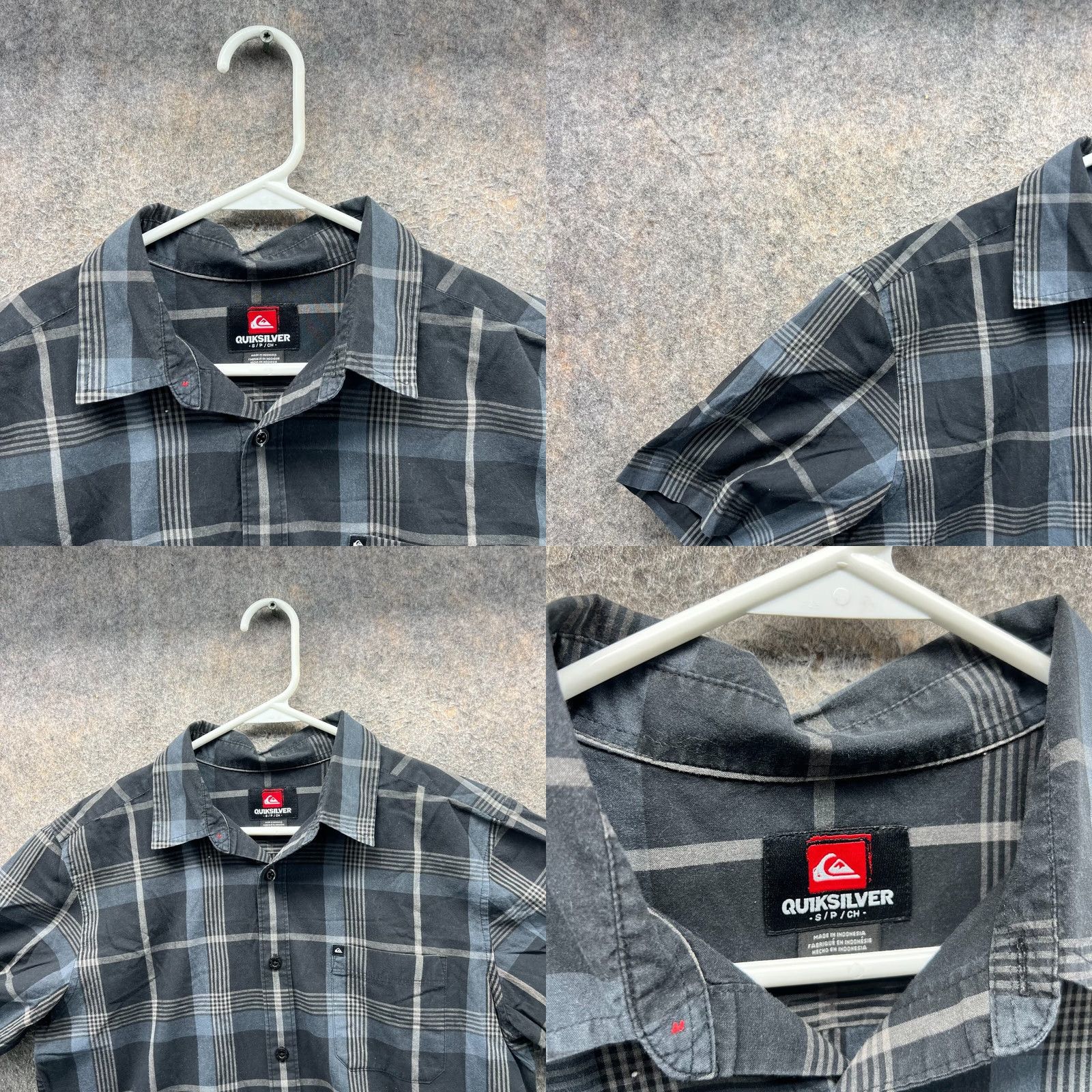 Quiksilver Quiksilver Shirt Men Small Black Blue Plaid Button-Down Short Sleeve Vintage Size US S / EU 44-46 / 1 - 8 Thumbnail