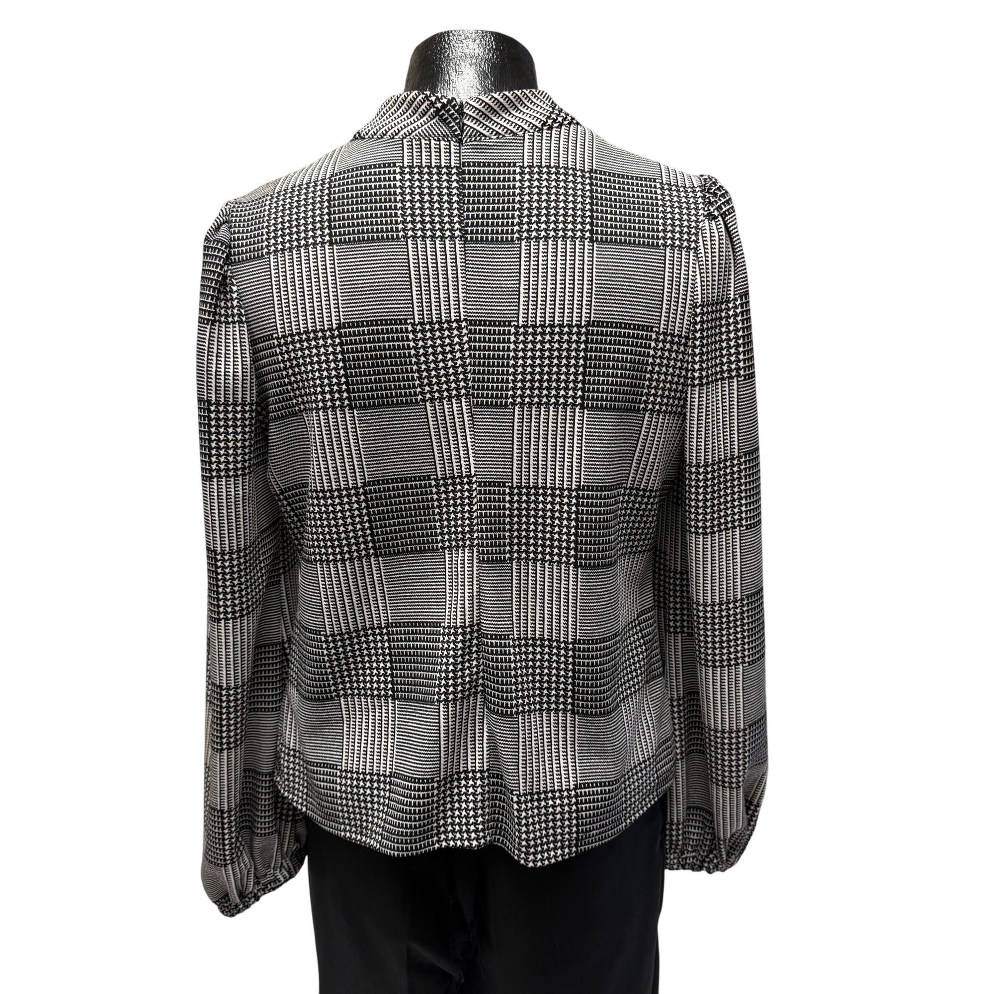 Other Vtg MOD Black White HOUNDSTOOTH Blouse BOW TIE Shirt Size XL / US 12-14 / IT 48-50 - 3 Thumbnail