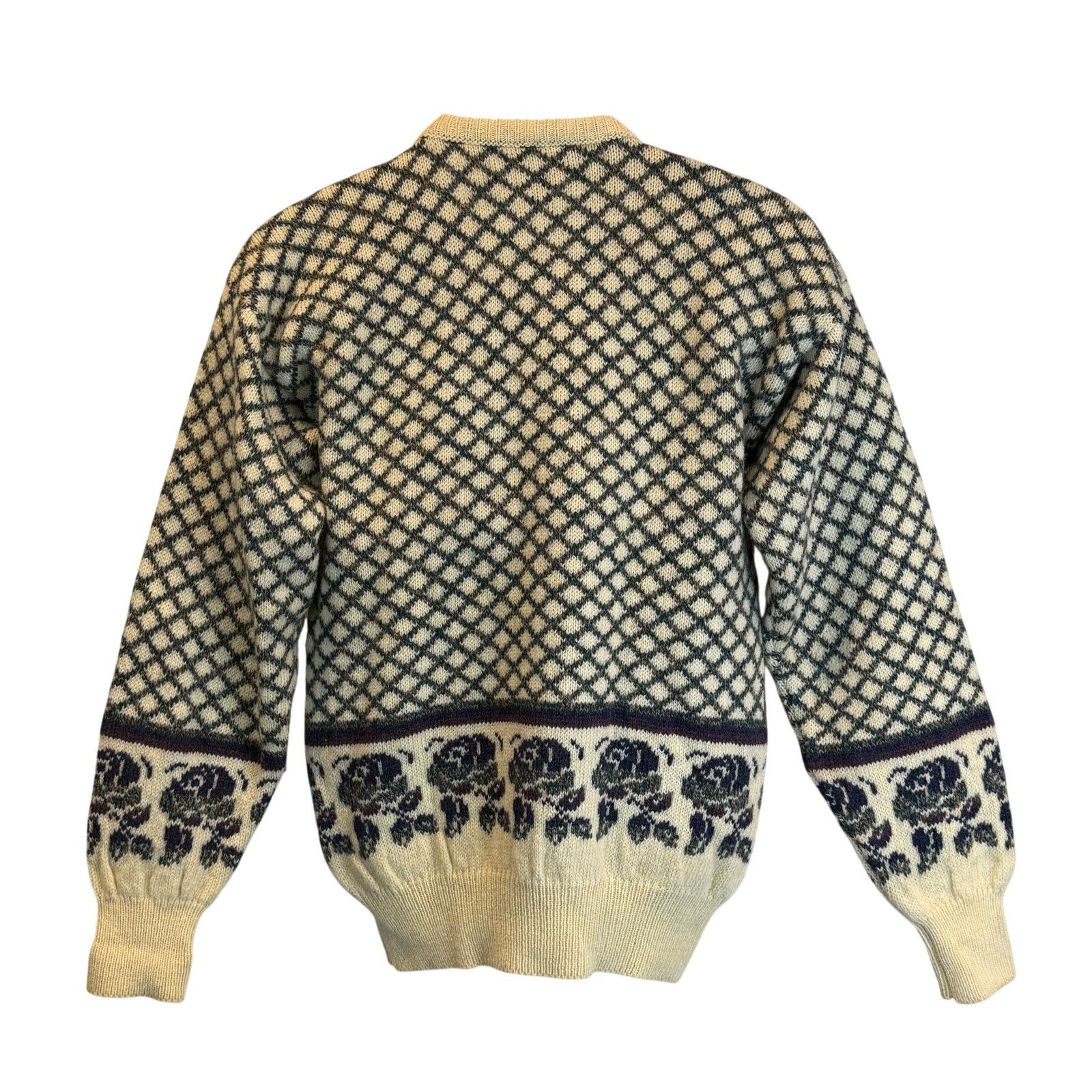 Vintage VINTAGE 70s James Pringle Lattice & Roses Wool Sweater Sz M Size M / US 6-8 / IT 42-44 - 4 Thumbnail