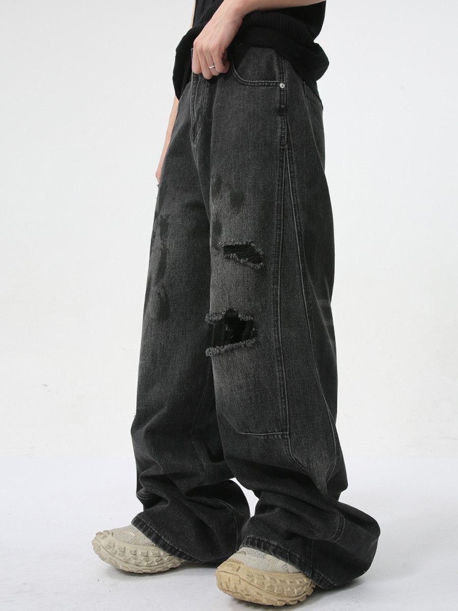 Vintage Men's street style distressed ripped straight leg jeans Size US 32 / EU 48 - 4 Thumbnail