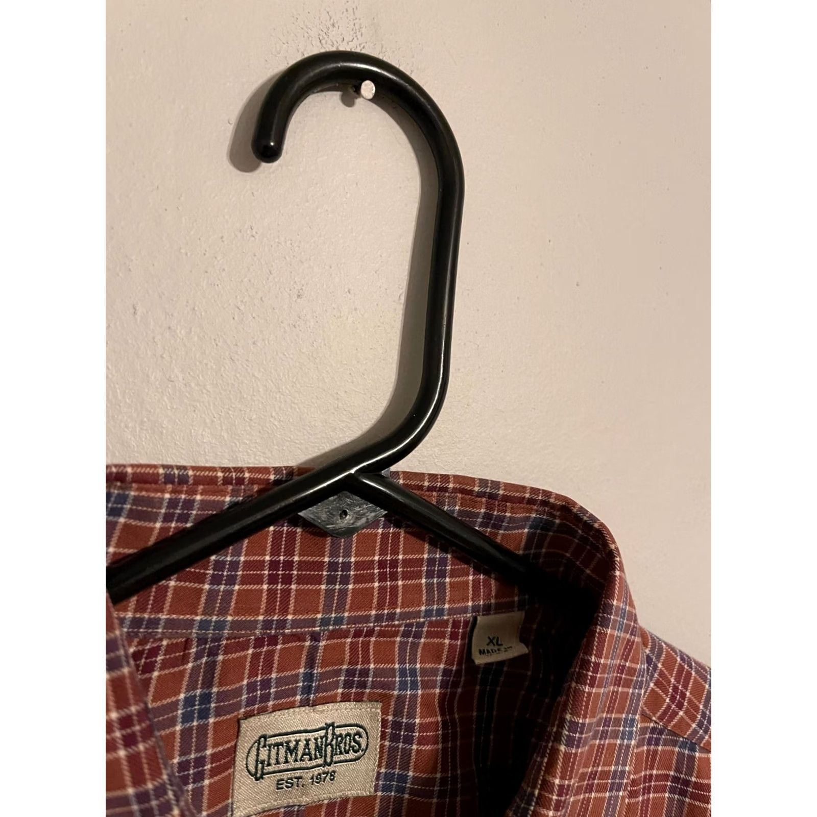 Vintage Gitman Bros Burnt Orange Plaid L/S Button Up Dress Shirt Men's XL Cutaway Collar Size 46R - 4 Thumbnail