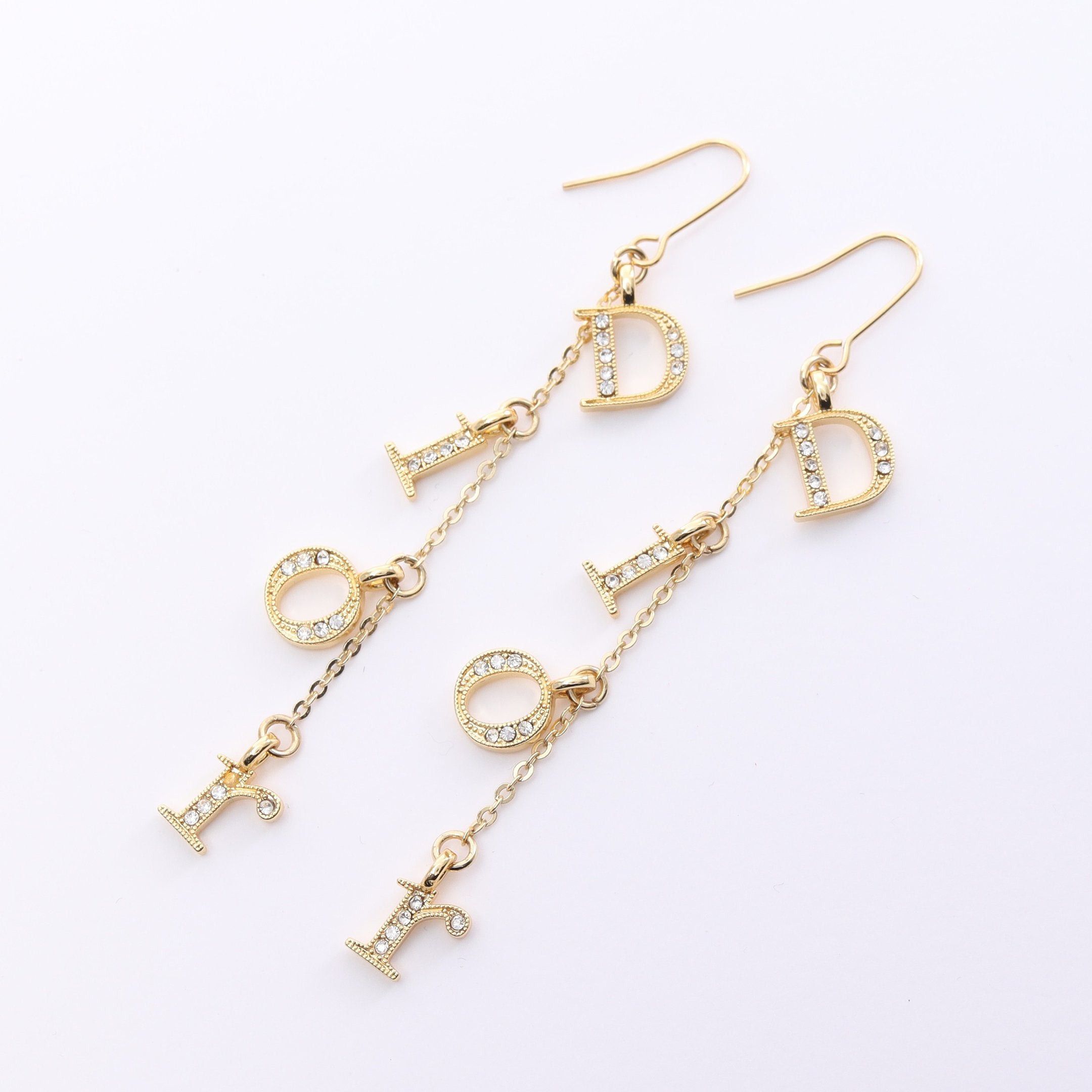 Dior Dior Dior Logo Earrings Gp Rhinestone Gold Clear Size ONE SIZE - 1 Thumbnail
