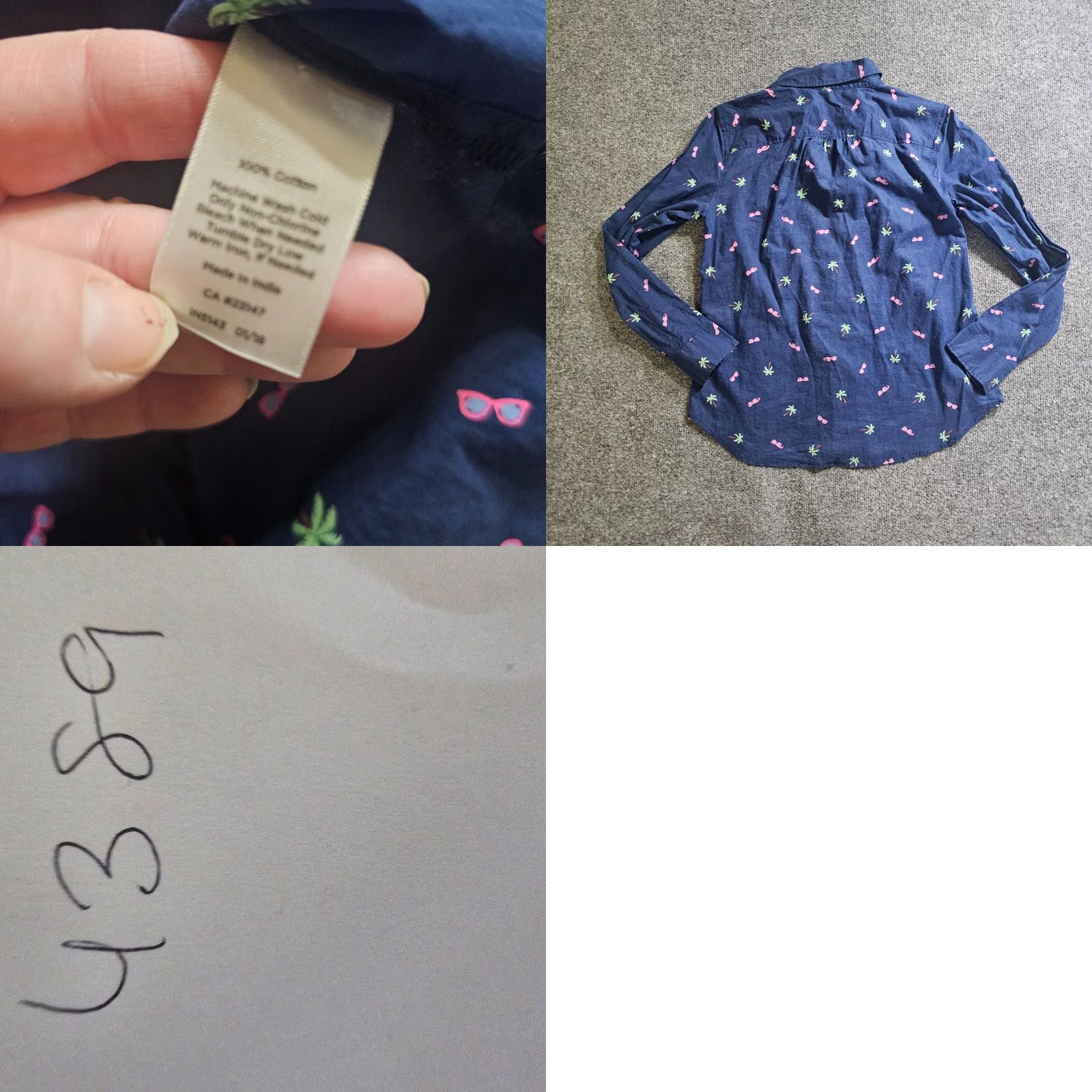 Talbots Talbots Blouse Shirt Womens Petite Small Blue Palms Tree Vacation Beach Button Collared Knit 100% Cotton Casual Basic Classic Size S / US 4 / IT 40 - 8 Thumbnail
