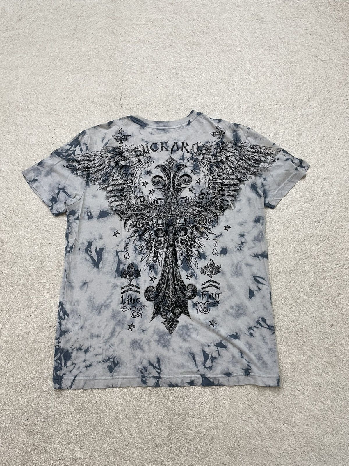 2000s Afliction Angel Wings Cross Tyd Die Shirt Poem Y2K LGB