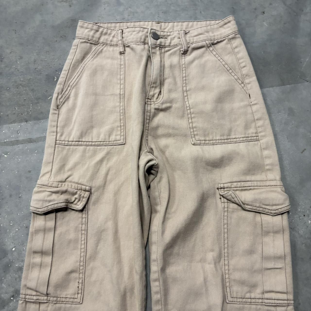 Japanese Brand × Vintage Crazy Vintage Y2K/2000s Baggy Tan Skater Streetwear Cargo Pants! Size 27" / US 4 / IT 40 - 3 Thumbnail