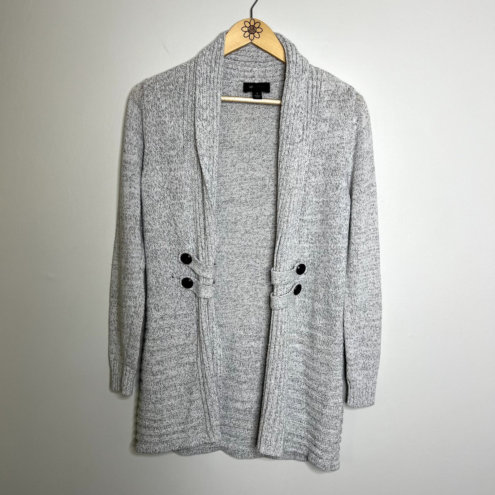 Other AB Studio Gray Open Front Knit Cardigan Sweater Size S / US 4 / IT 40 - 4 Thumbnail