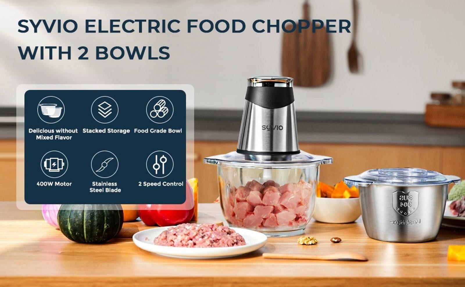 Savio Barbato Syvio Food Processors with 2 Bowls - 4 Bi-Level Blades Size ONE SIZE - 1 Thumbnail