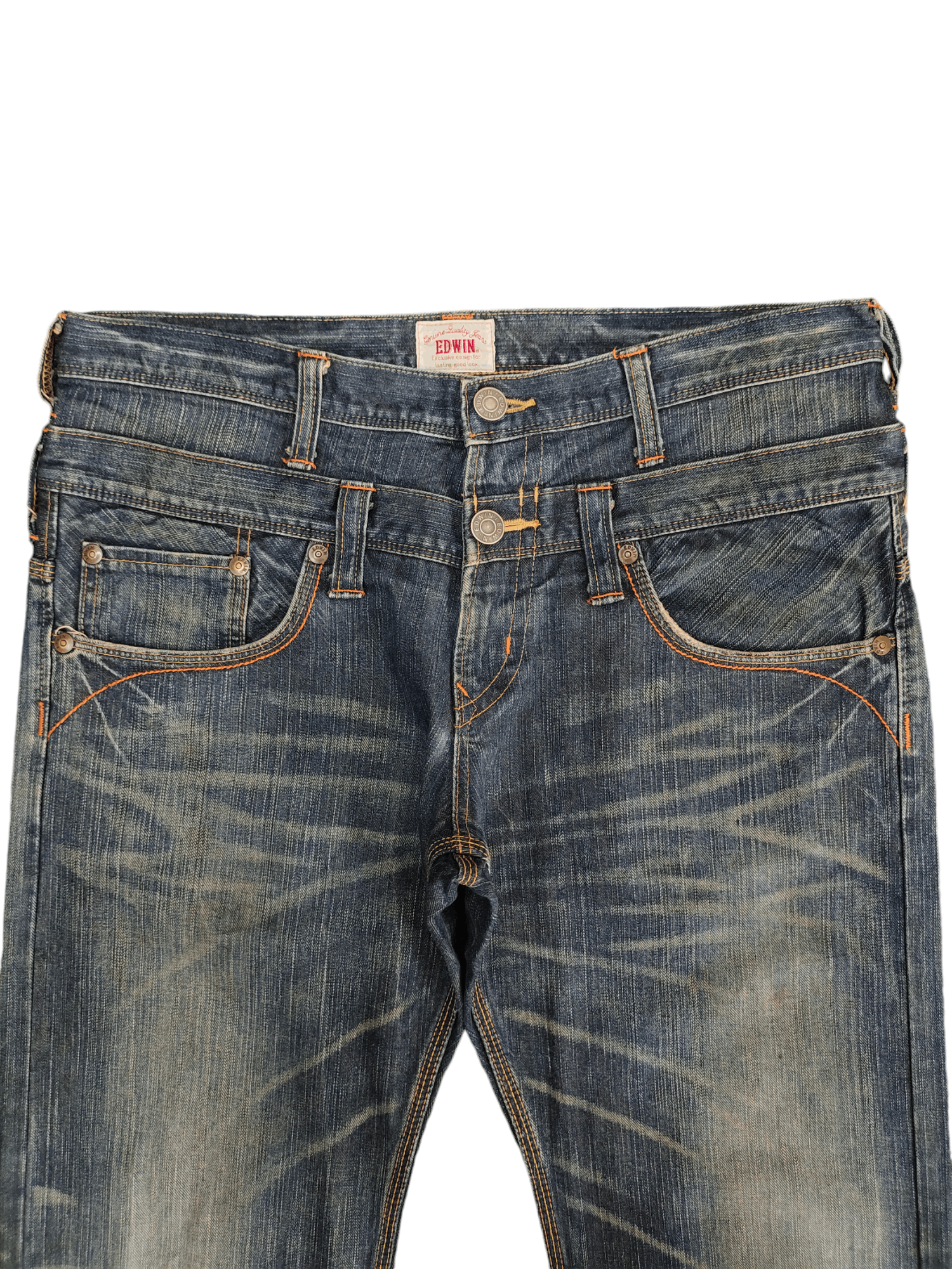 Comme des Garcons × Undercover Vintage Y2k Edwin Xv Double Waist Clawmark Denim Jeans Size US 35 - 2 Thumbnail