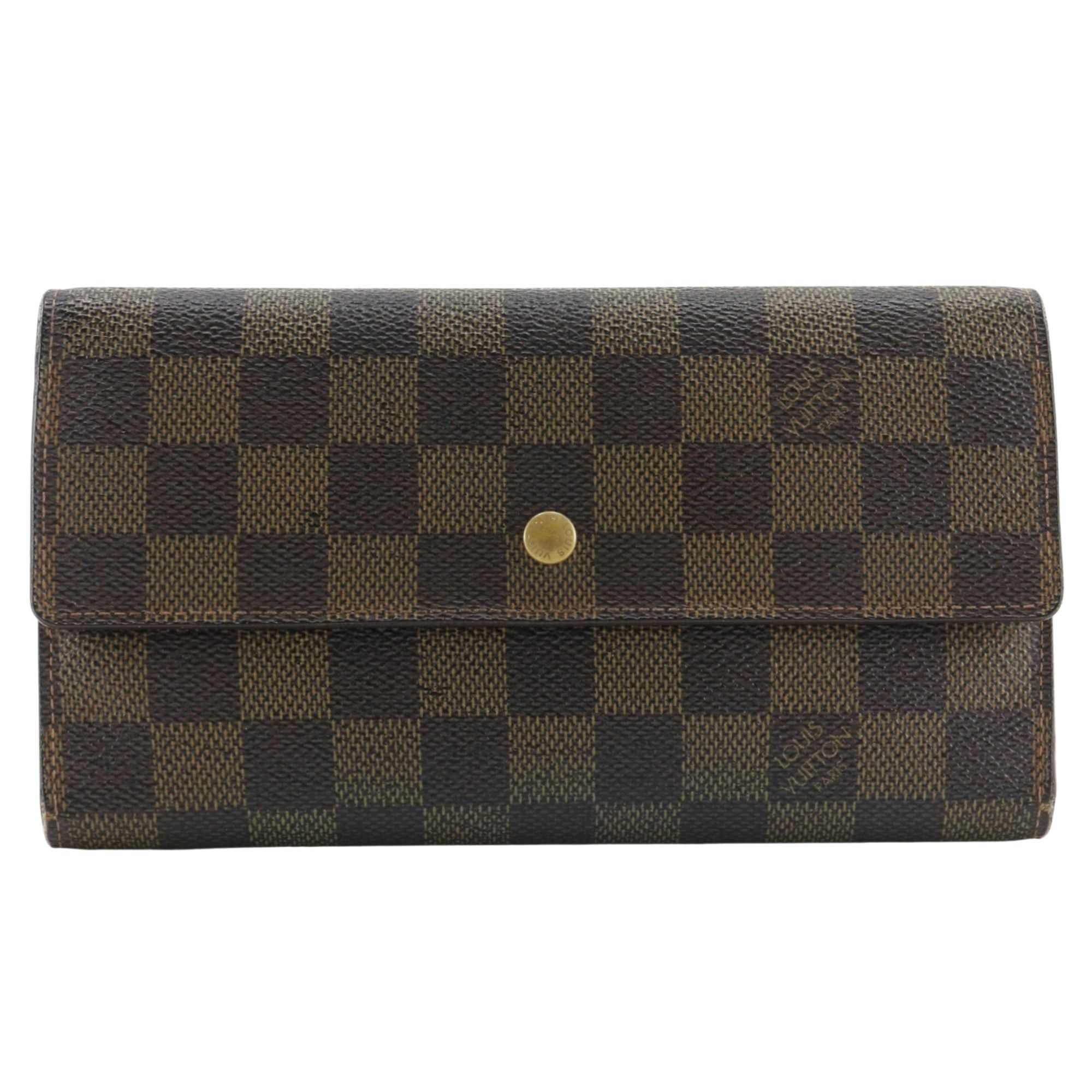 Louis Vuitton Louis Vuitton Porte Tresor International Tri-fold Long Wallet N61215 Damier Canvas 2006 Brown FL0076 Snap Button Unisex Size ONE SIZE - 1 Thumbnail