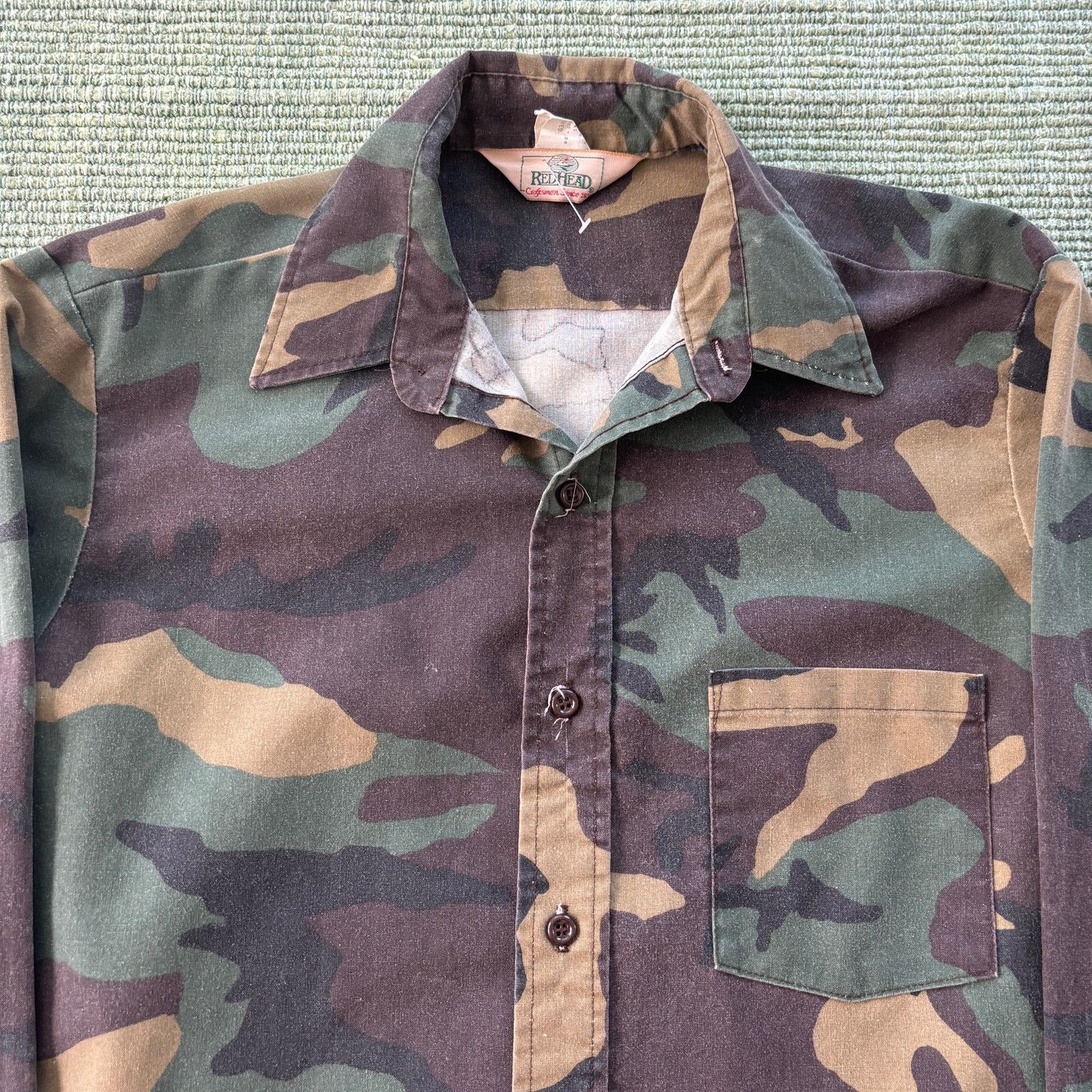 Redhead × Vintage 1980s Vintage Cotton Red Head Camo Button Up Shirt Sz L/XL Size US XL / EU 56 / 4 - 2 Thumbnail