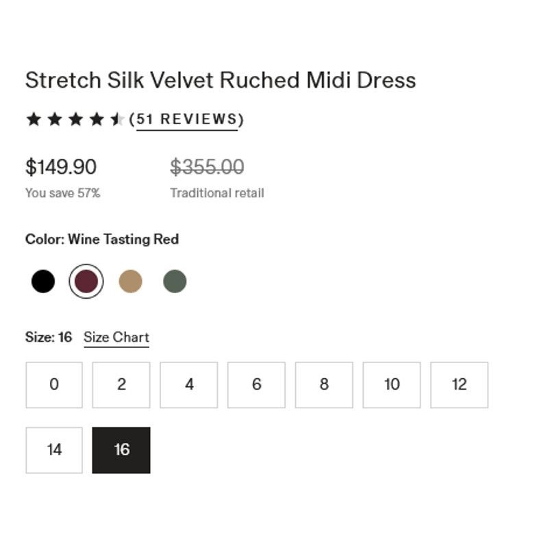 Quince Quince Stretch Silk Velvet Ruched Dress Size 16 NWT Size XXL / US 16-18 / IT 52-54 - 7 Thumbnail