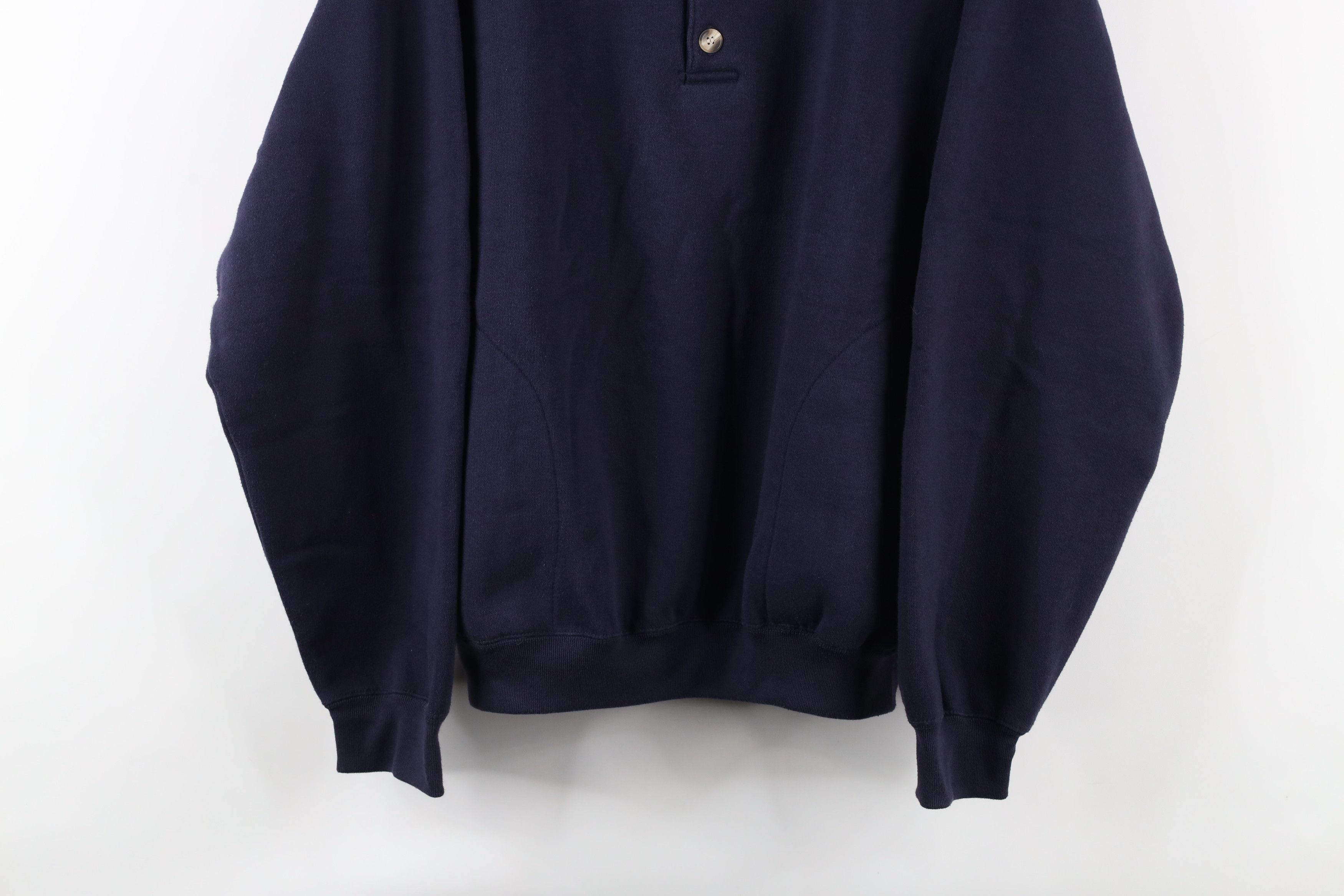Vintage Vintage 90s Streetwear Blank Pullover Henley Sweatshirt Blue Size US M / EU 48-50 / 2 - 3 Thumbnail