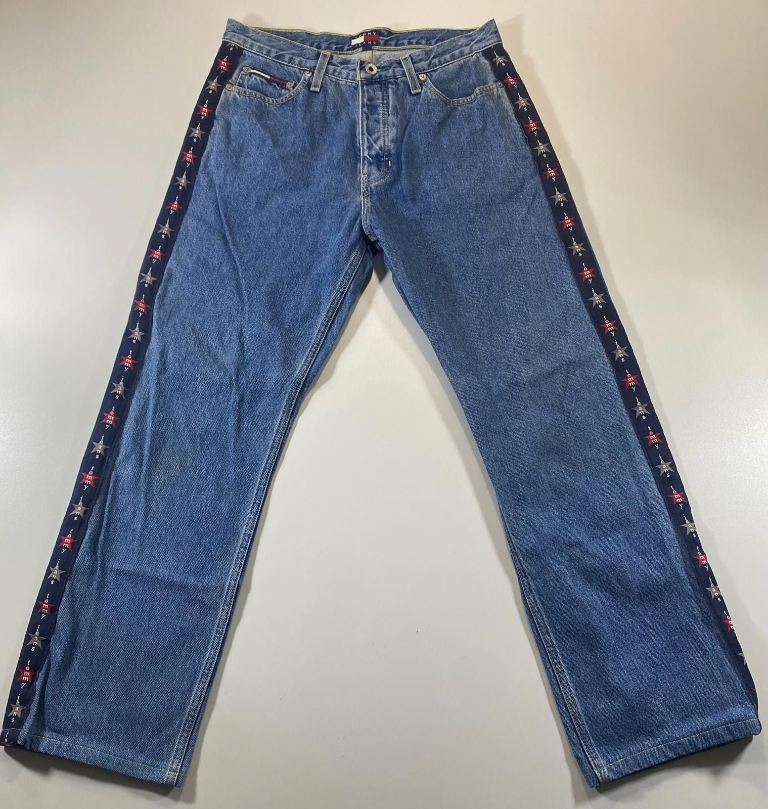 Tommy Jeans Vintage Tommy Jeans Blue Denim Pants with Star Side Stripes Size US 30 / EU 46 - 1 Thumbnail
