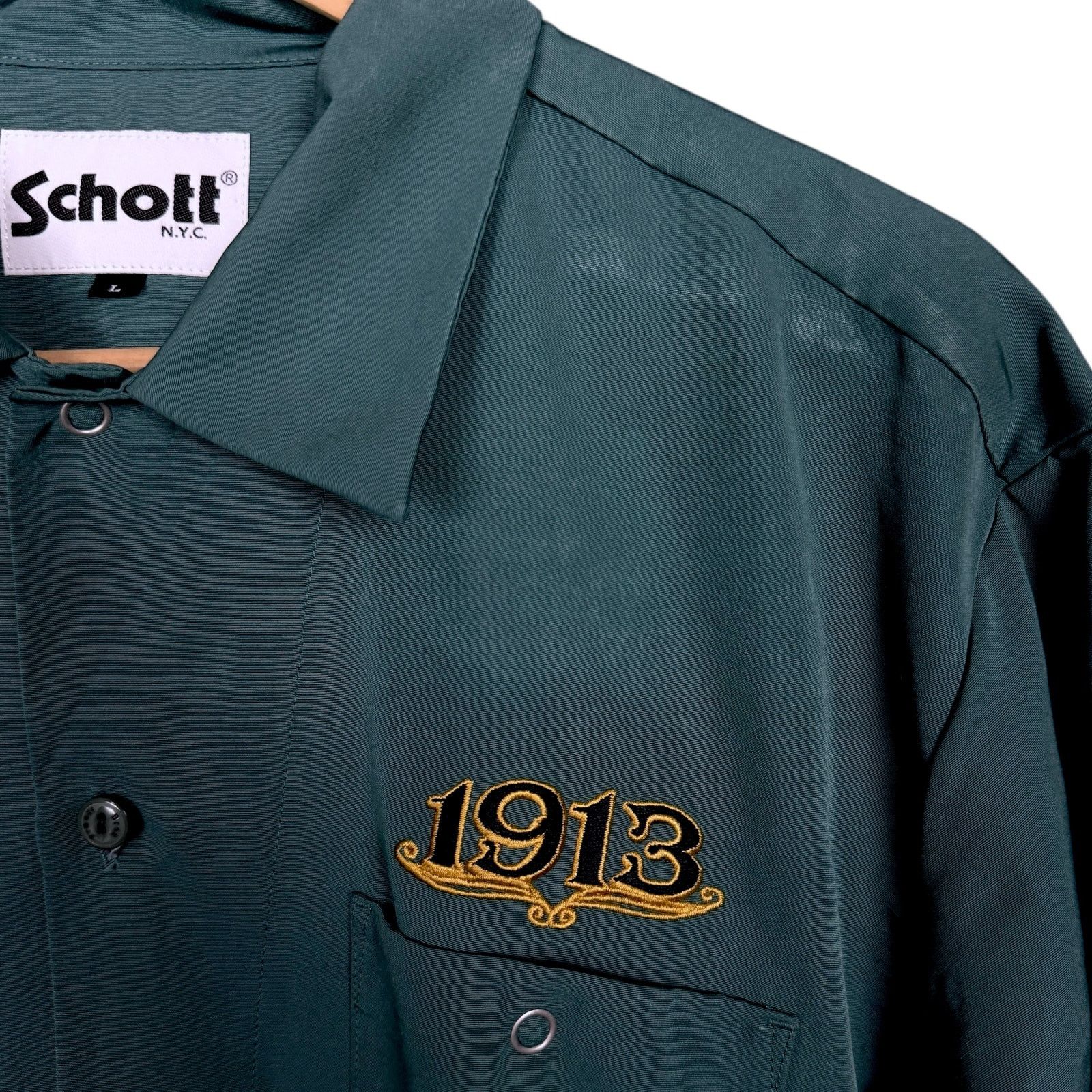 Schott Schott Brothers NYC LS Dark Green Embroidered Work Shirt L Size US L / EU 52-54 / 3 - 5 Thumbnail