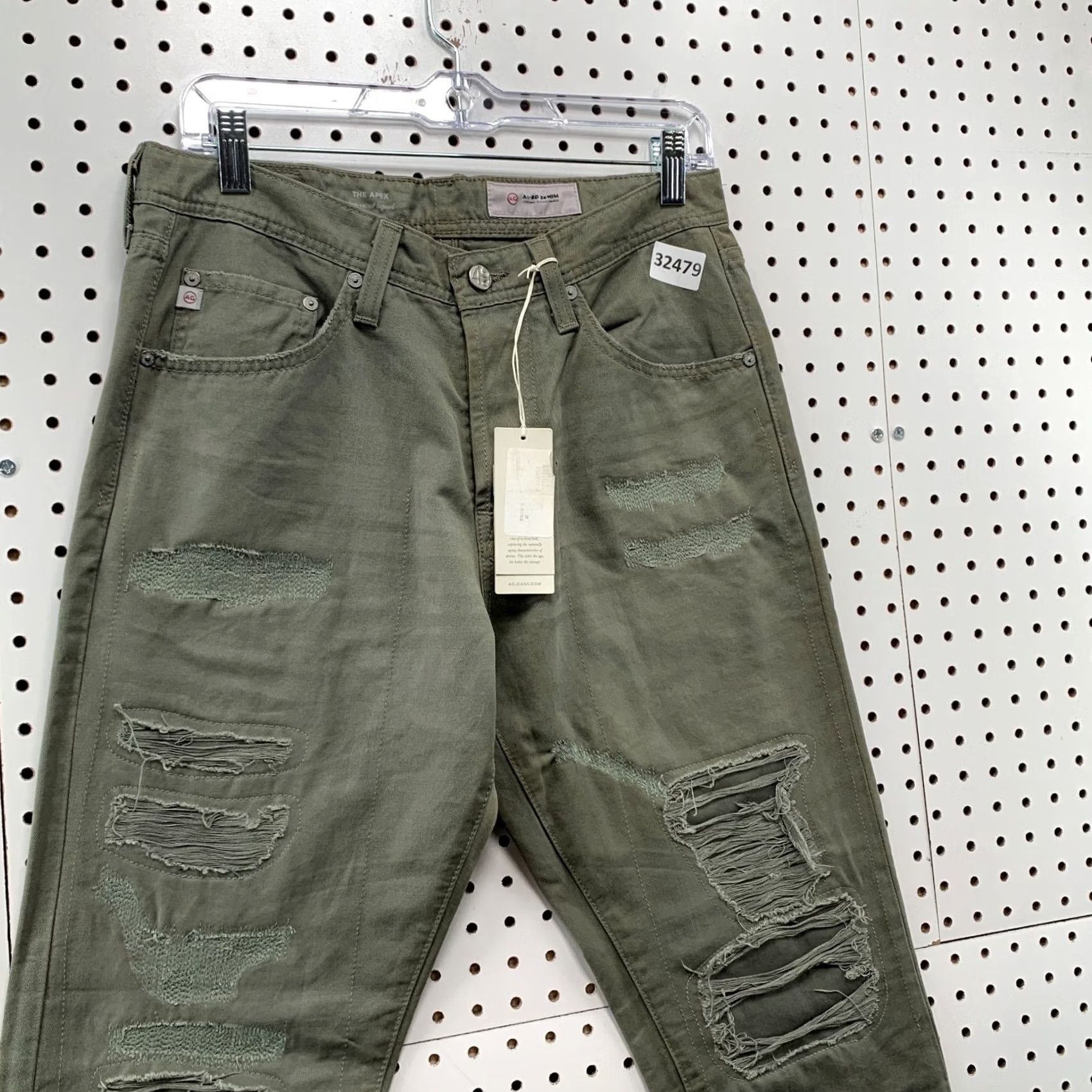 Denime AG Adriano Goldschmied Jeans Green Distressed 30x28.5 Denim Slim Mens Jeans Size US 29 - 7 Thumbnail