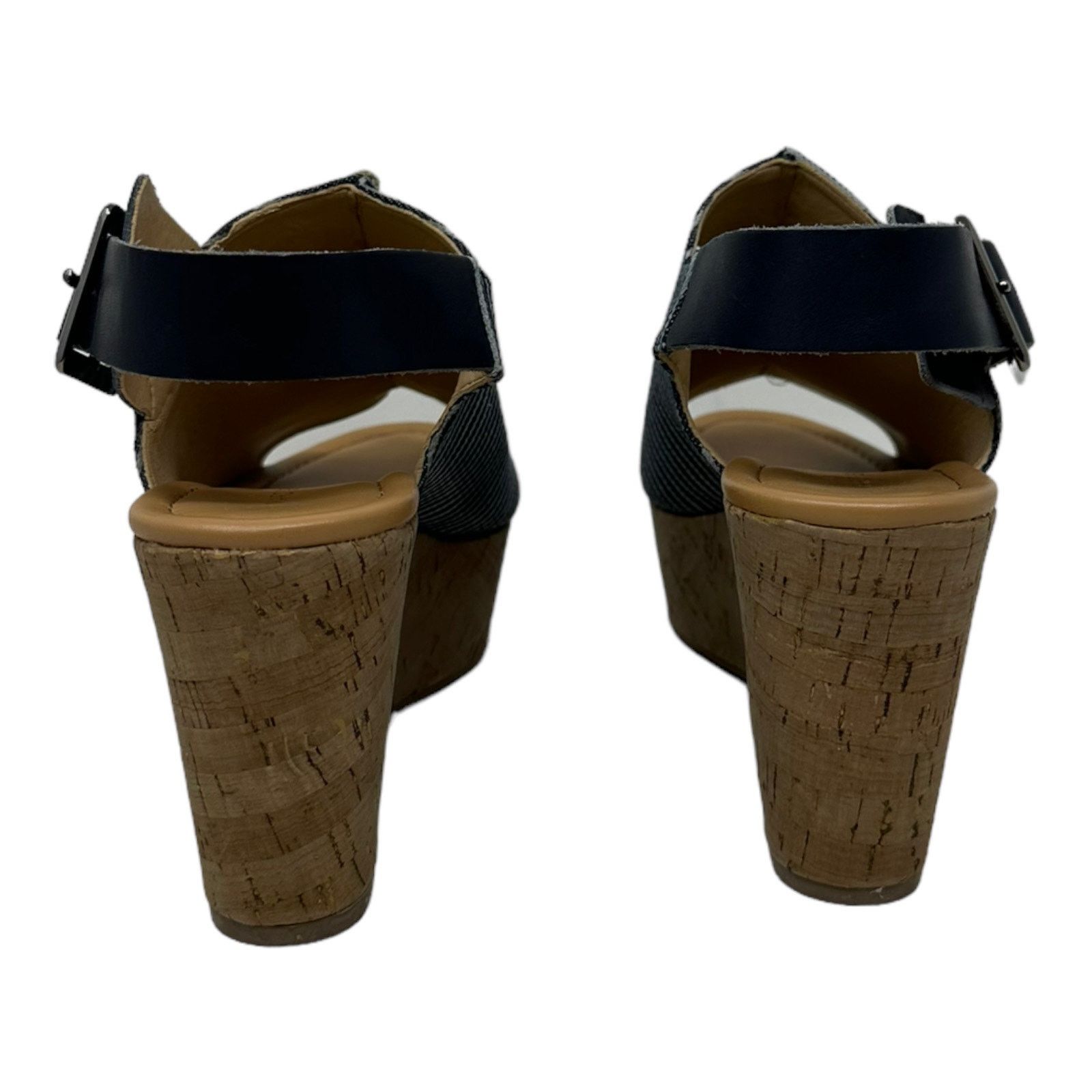 Marc Fisher Marc Fisher Sinthya Blue Denim Wedge Slingback Sandals 7.5 Size US 7.5 / IT 37.5 - 4 Thumbnail