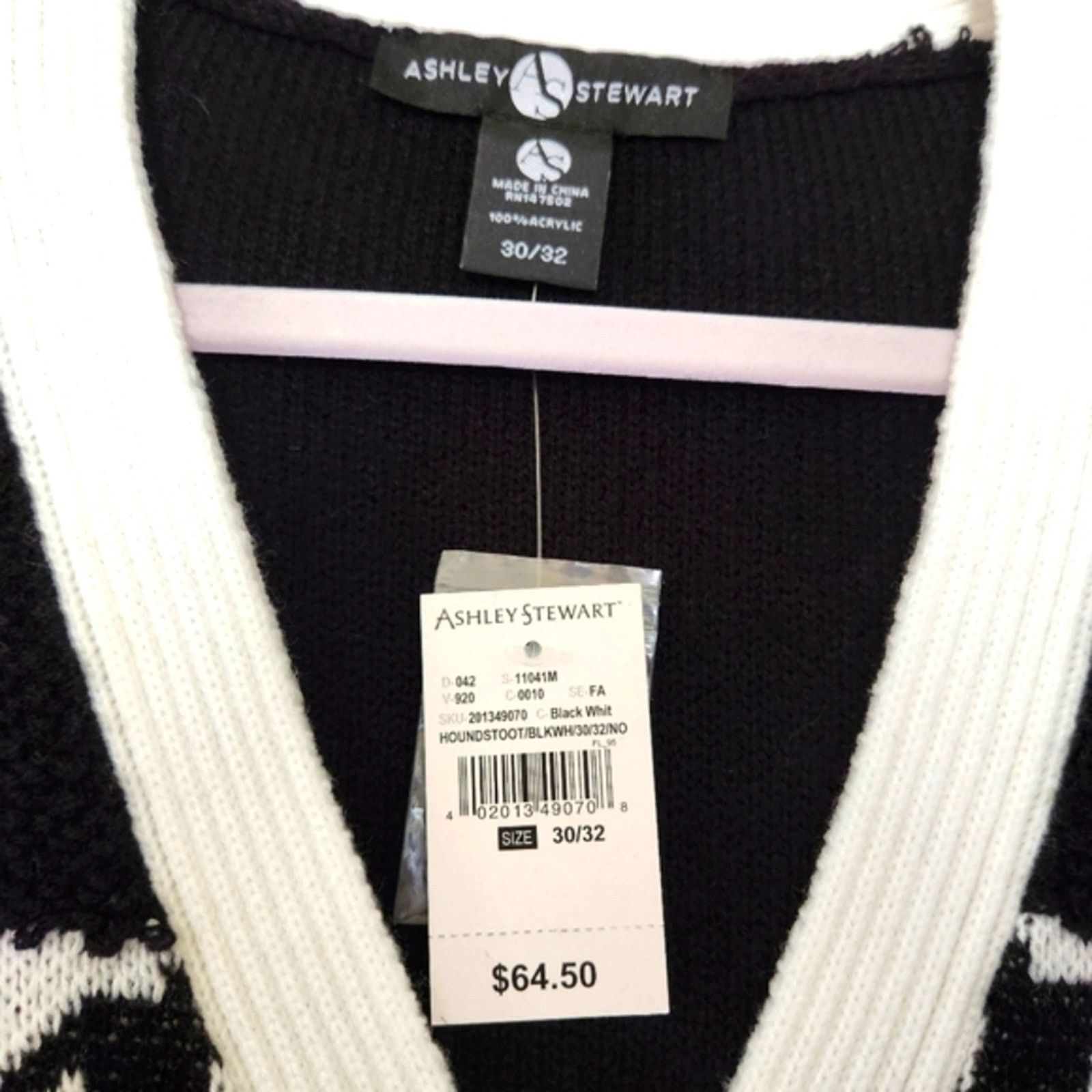 Other BLACK /WHITE HOUNDSTOOTH ☆ FRINGED ☆ LONG CARDIGAN 5x ☆ NWT Size 4XL / US 24-26 - 8 Thumbnail