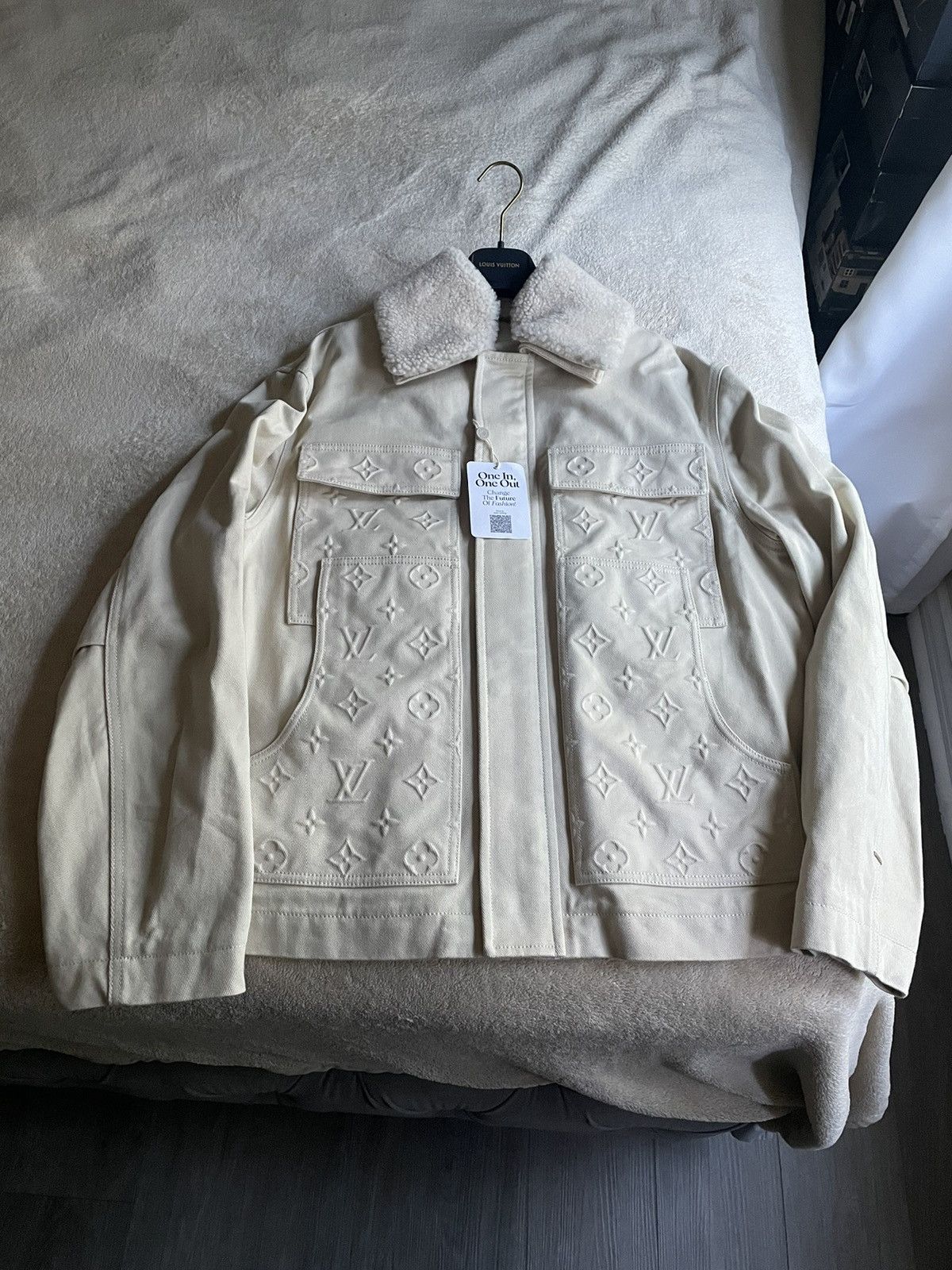 Louis Vuitton Louis Vuitton Beige Monogram Workwear Denim Jacket Size US M / EU 48-50 / 2 - 1 Thumbnail