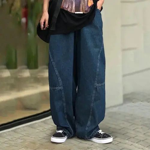 image of Breathable Men Pants Patchwork Pants Vintage in Blue (Size 34)