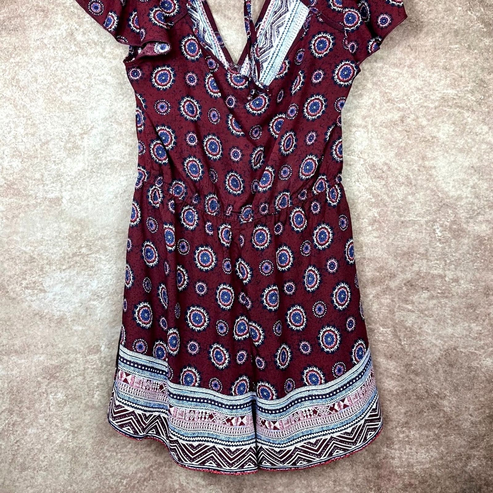 Other Band of Gypsies Paisley Romper - Burgundy - size S Size 28" / US 6 / IT 42 - 14 Thumbnail