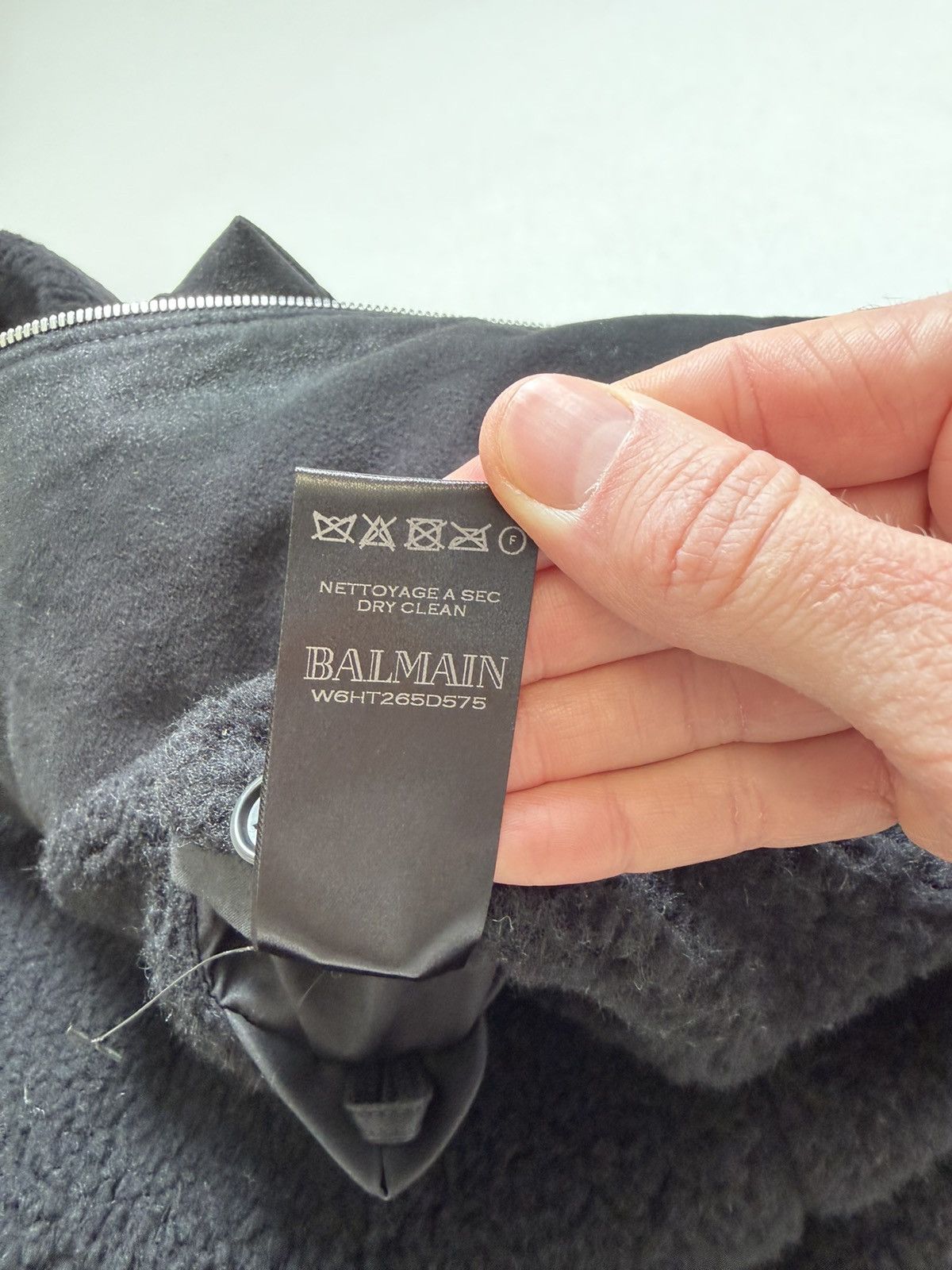 Balmain Black Cotton Sherpa Lined Biker Jacket Size US L / EU 52-54 / 3 - 13 Thumbnail