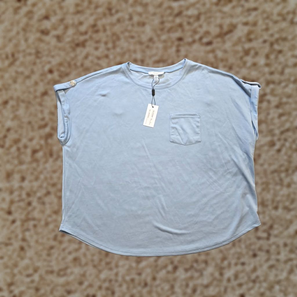 Vintage Cable Gauge Top Womens Size 1X Blue Short Sleeve Soft Stretch Casual Capsule Shirt Size XL / US 12-14 / IT 48-50 - 1 Thumbnail