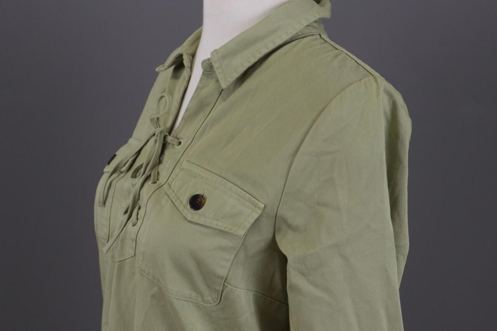 Designer Sezane Green Denim A-Line Short Dress Size 39 Size M / US 6-8 / IT 42-44 - 11 Thumbnail