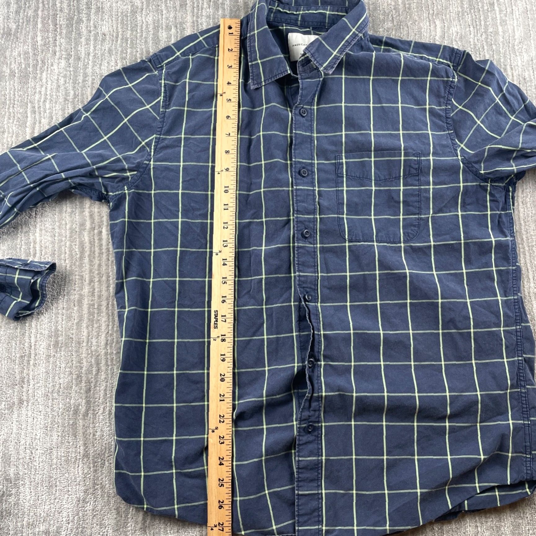 American Eagle Outfitters American Eagle Shirt Adult Large Blue Check Button Up Long Sleeve Mens Size US L / EU 52-54 / 3 - 6 Thumbnail