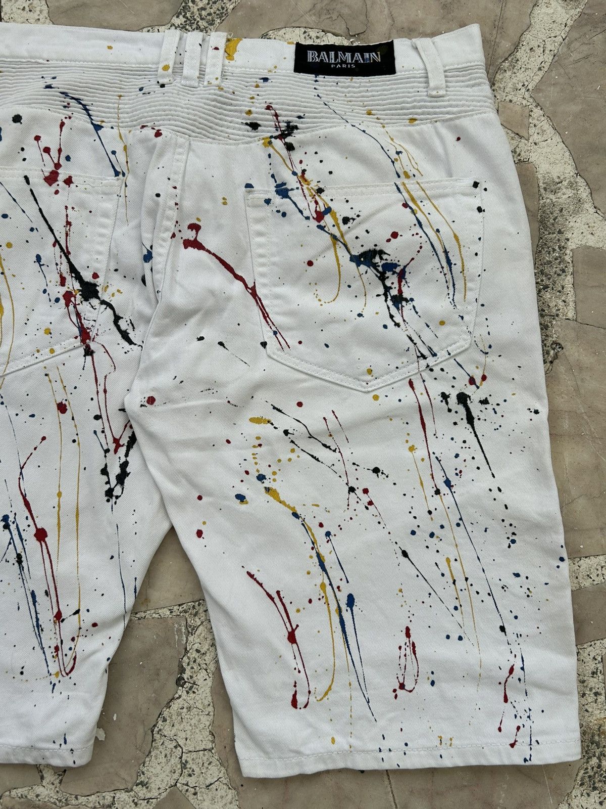 Balmain Balmain Vintage 90s Paint Splatter Shorts Size US 34 / EU 50 - 7 Thumbnail