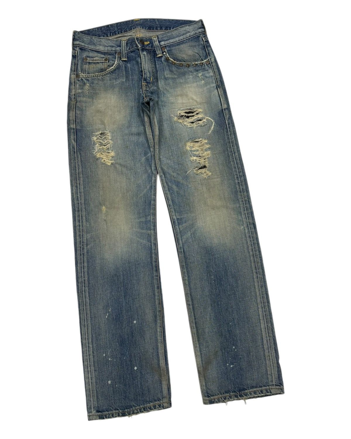 Edwin Rare Edwin Skull Studded Distressed Denim Jeans Size US 30 / EU 46 - 6 Thumbnail