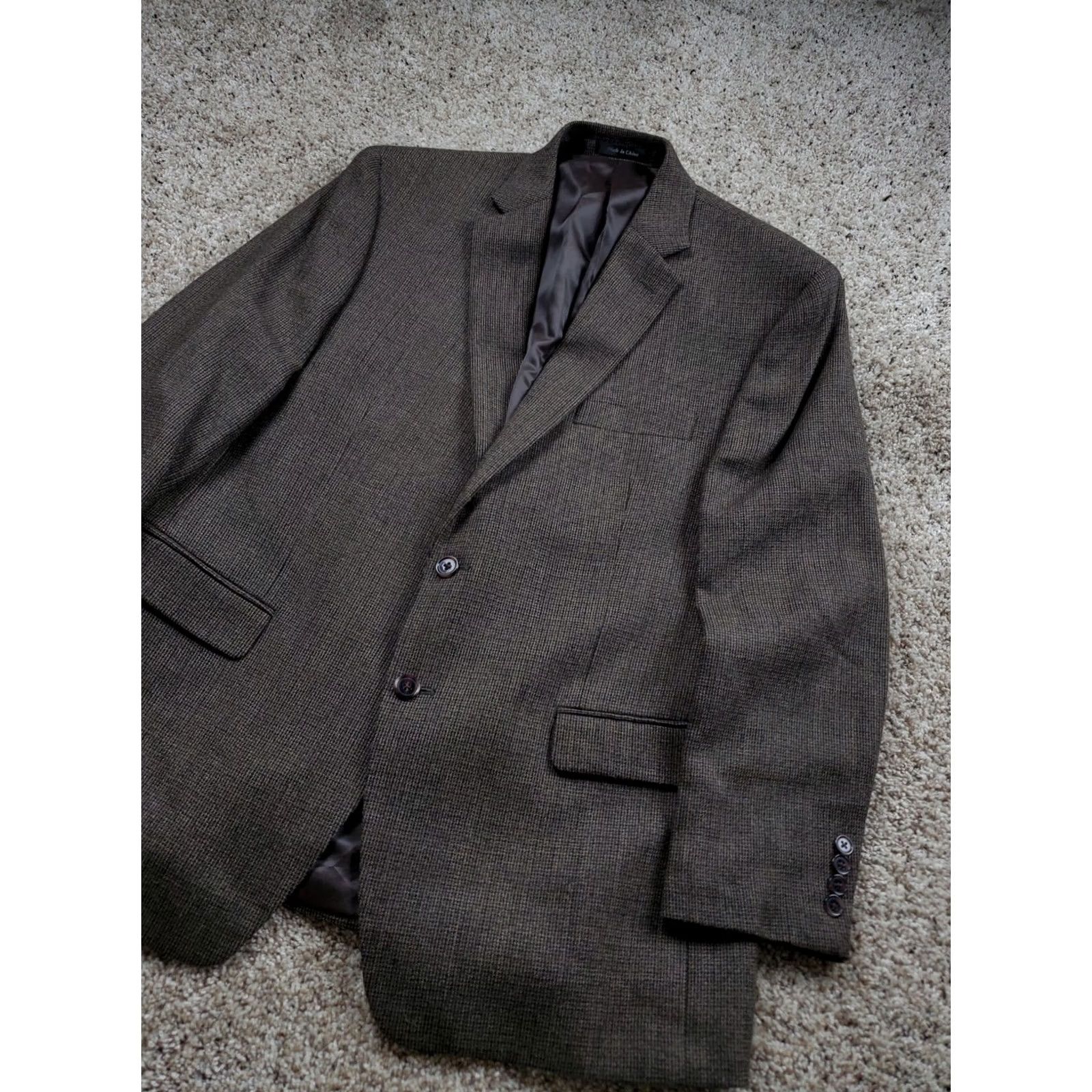 Ralph Lauren Lauren Ralph Lauren Suit Jacket 43 Reg Men Brown Wool Tweed 2 Button Blazer VINTAGE No Size 46R - 2 Thumbnail