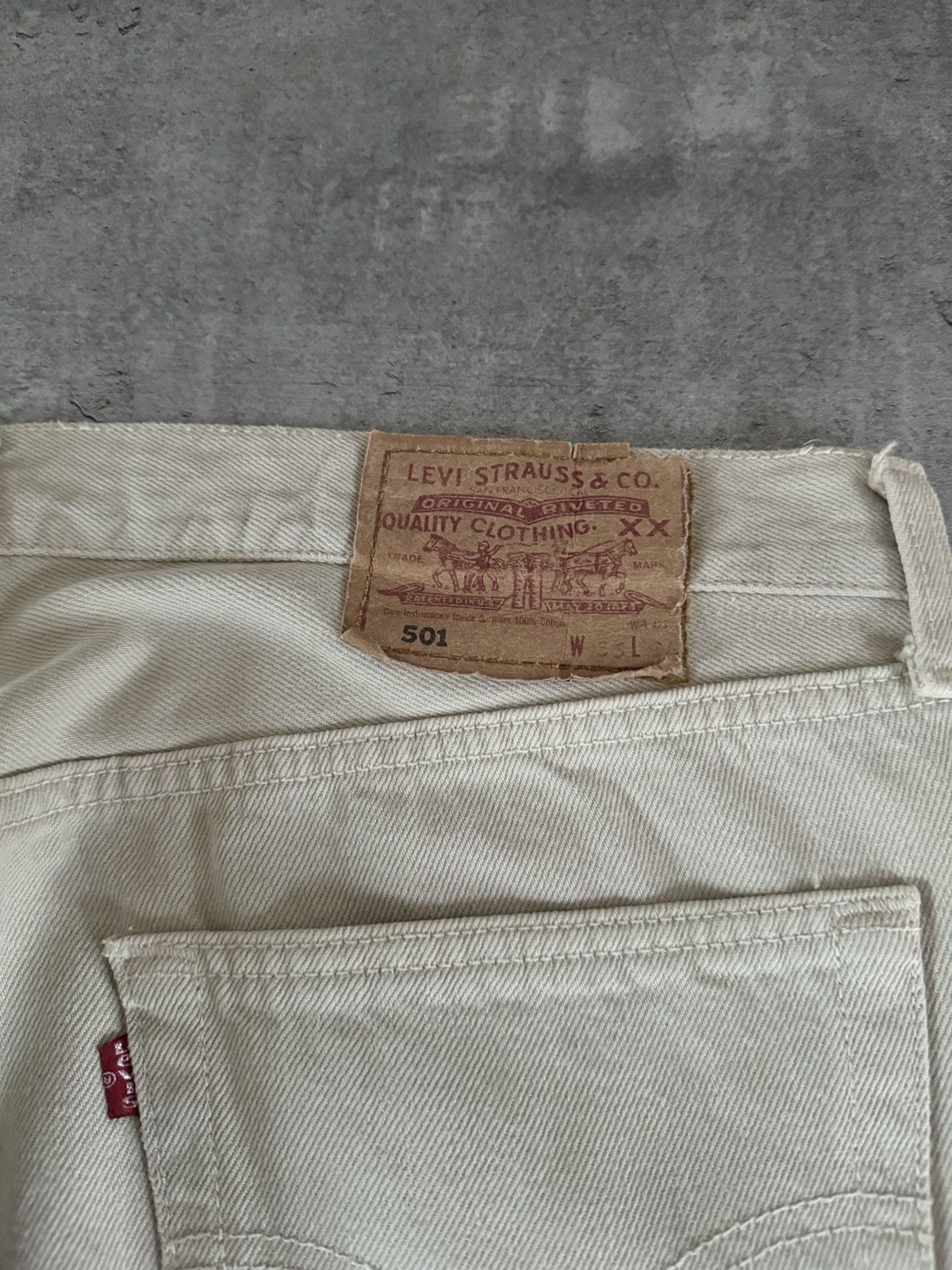 Levi's × Levi's Vintage Clothing × Vintage Levi’s 501 Baggy 90s Jeans Denim Rap Skate Y2K Beige Vintage Size US 36 / EU 52 - 4 Thumbnail