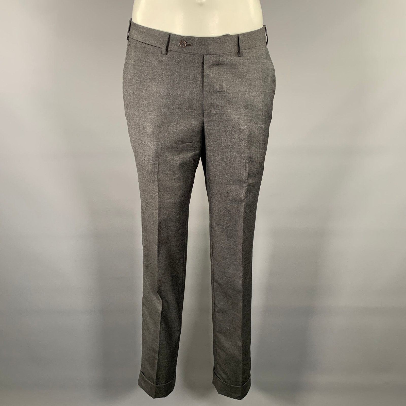 Ermenegildo Zegna ERMENEGILDO ZEGNA Size 32 Grey Wool Slim Fit Dress Pants Size US 32 / EU 48 - 1 Thumbnail